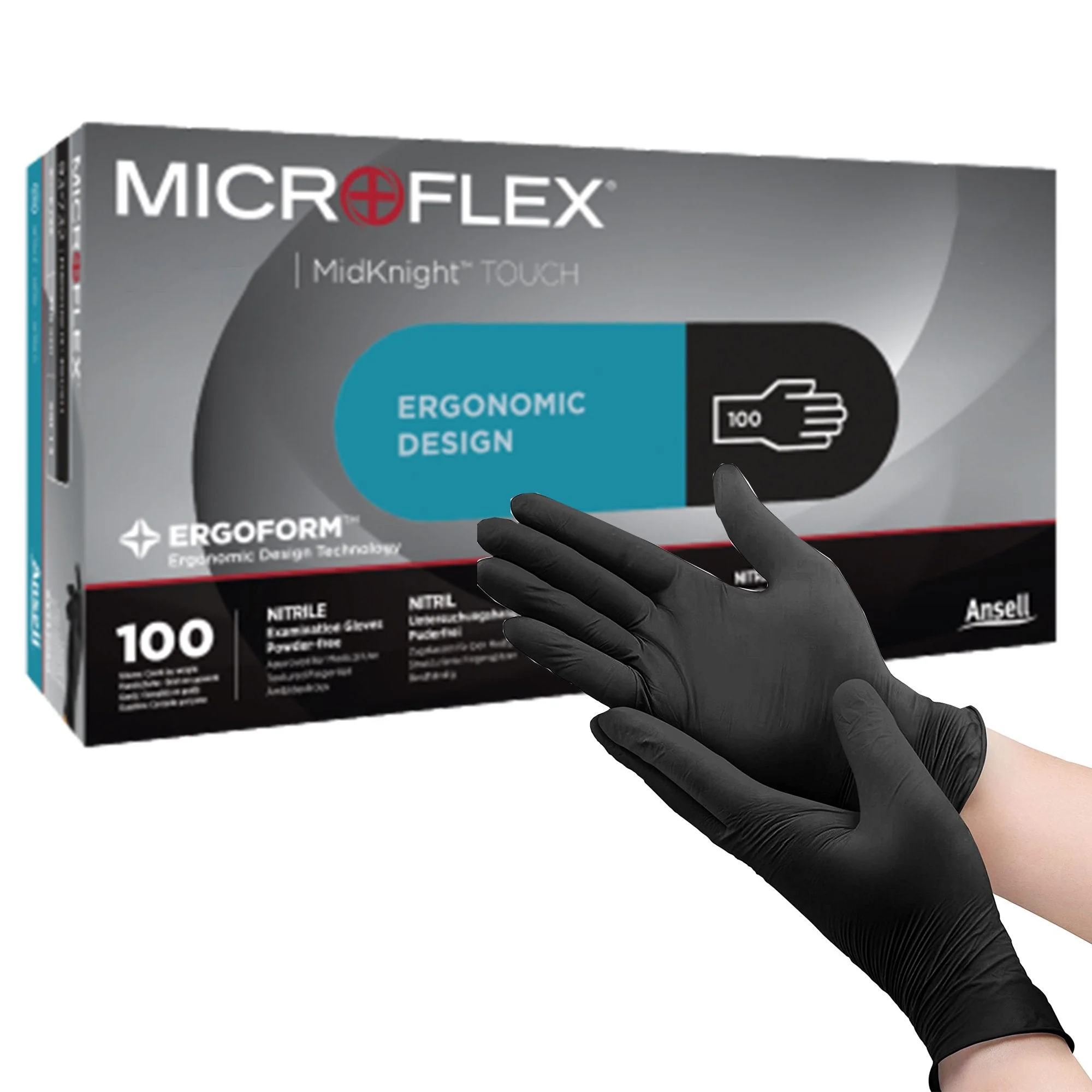 Microflex Medical Microflex MidKnight Touch 93-734 Nitrile Exam Glove, Medium, Black (1000/CS)