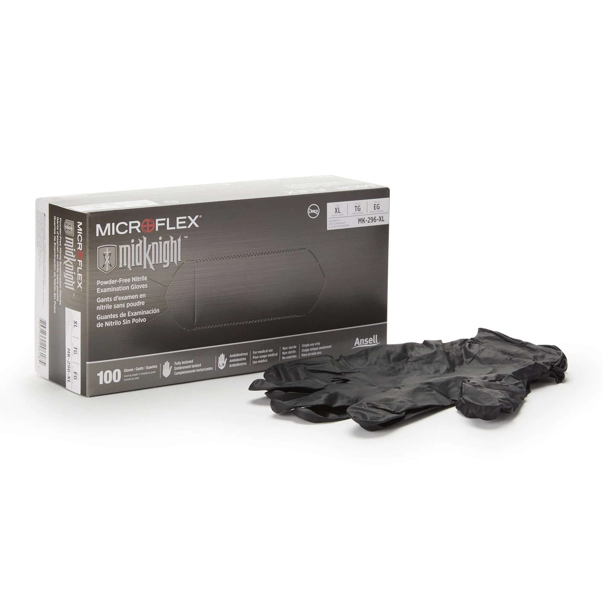 Microflex Medical Microflex MidKnight Nitrile Exam Glove, Extra Large, Black (10/CS)