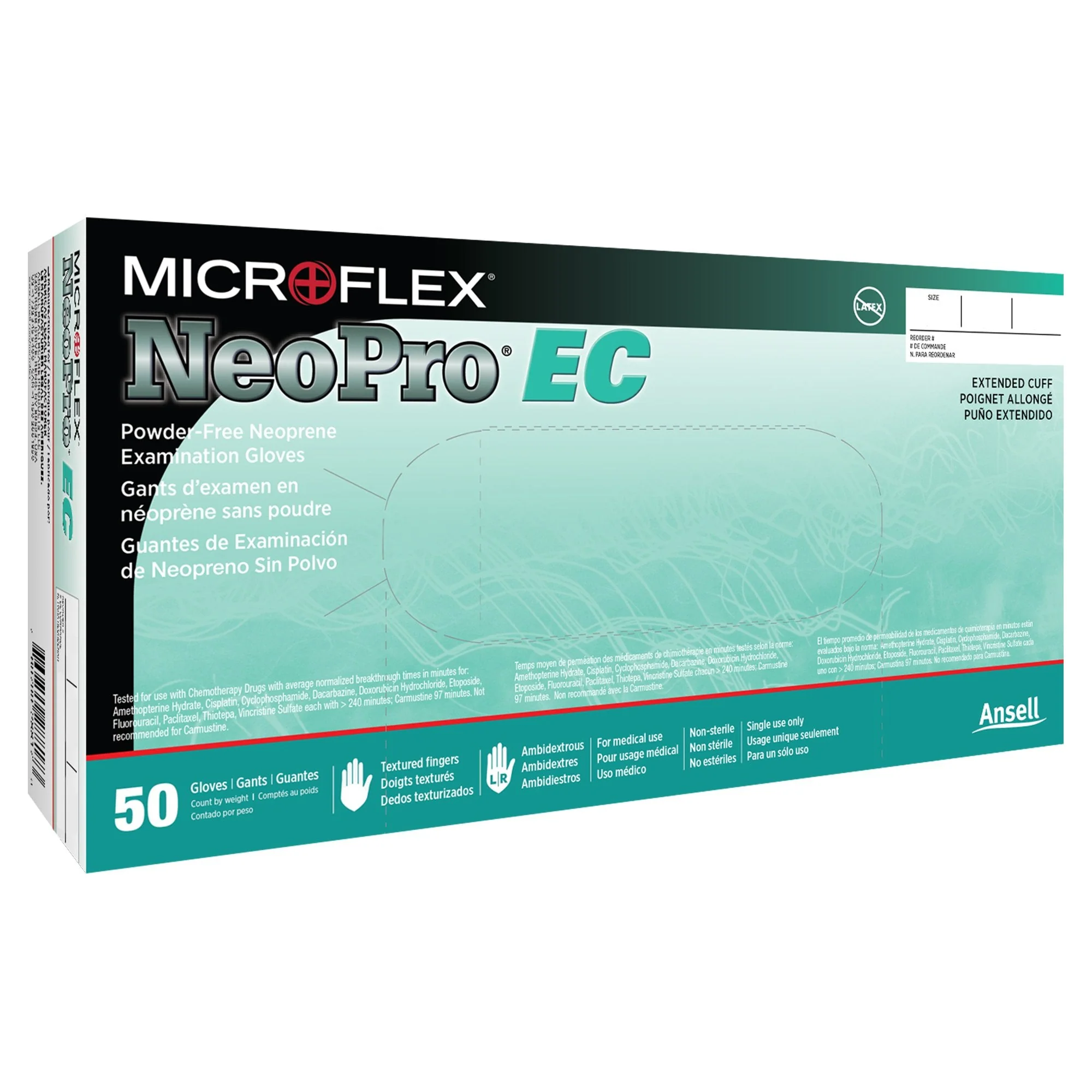Microflex Medical NeoPro EC Polychloroprene Extended Cuff Length Exam Glove, Small, Green (500/CS)