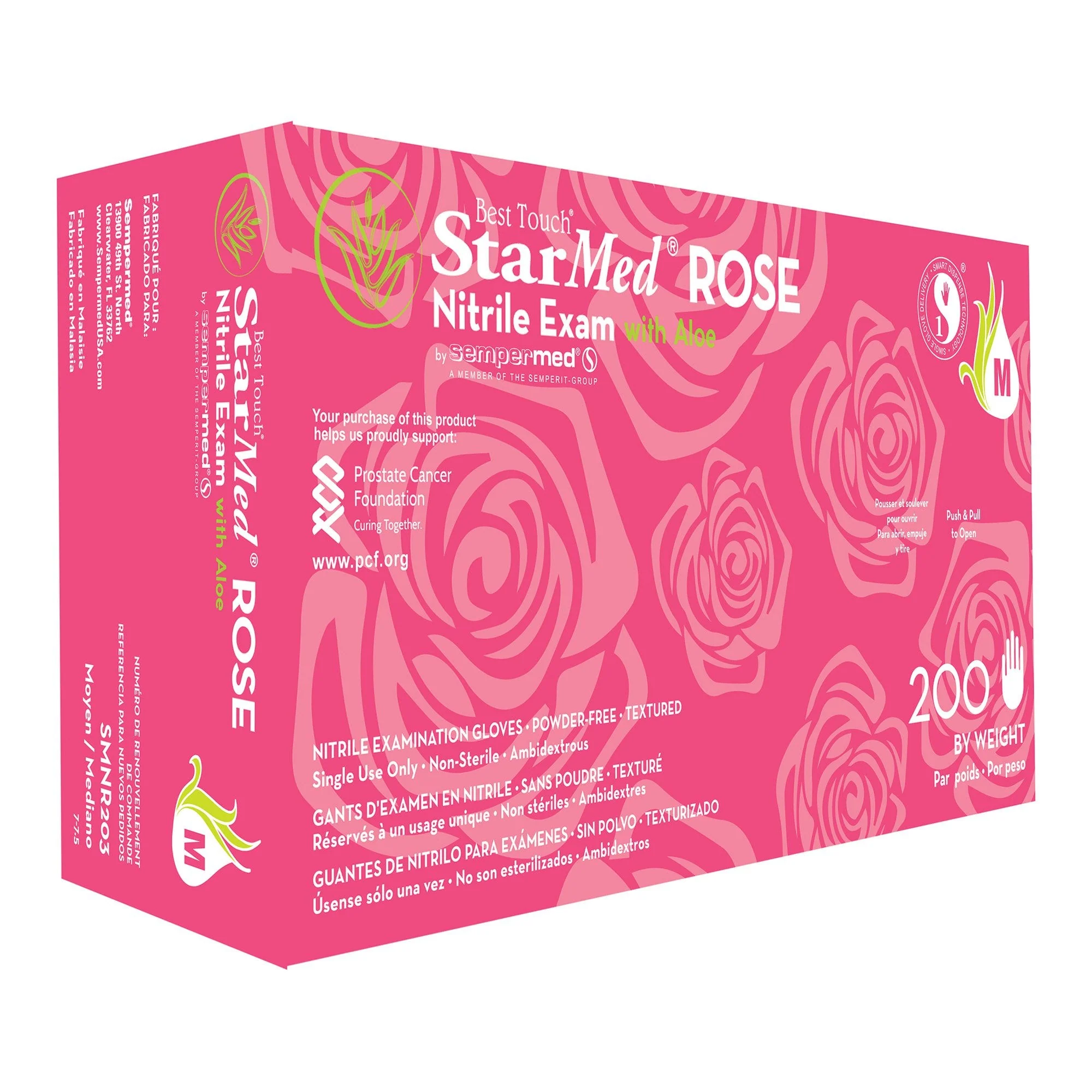Harps USA Inc StarMed Rose Nitrile Exam Glove, Medium, Pink (2000/CS)