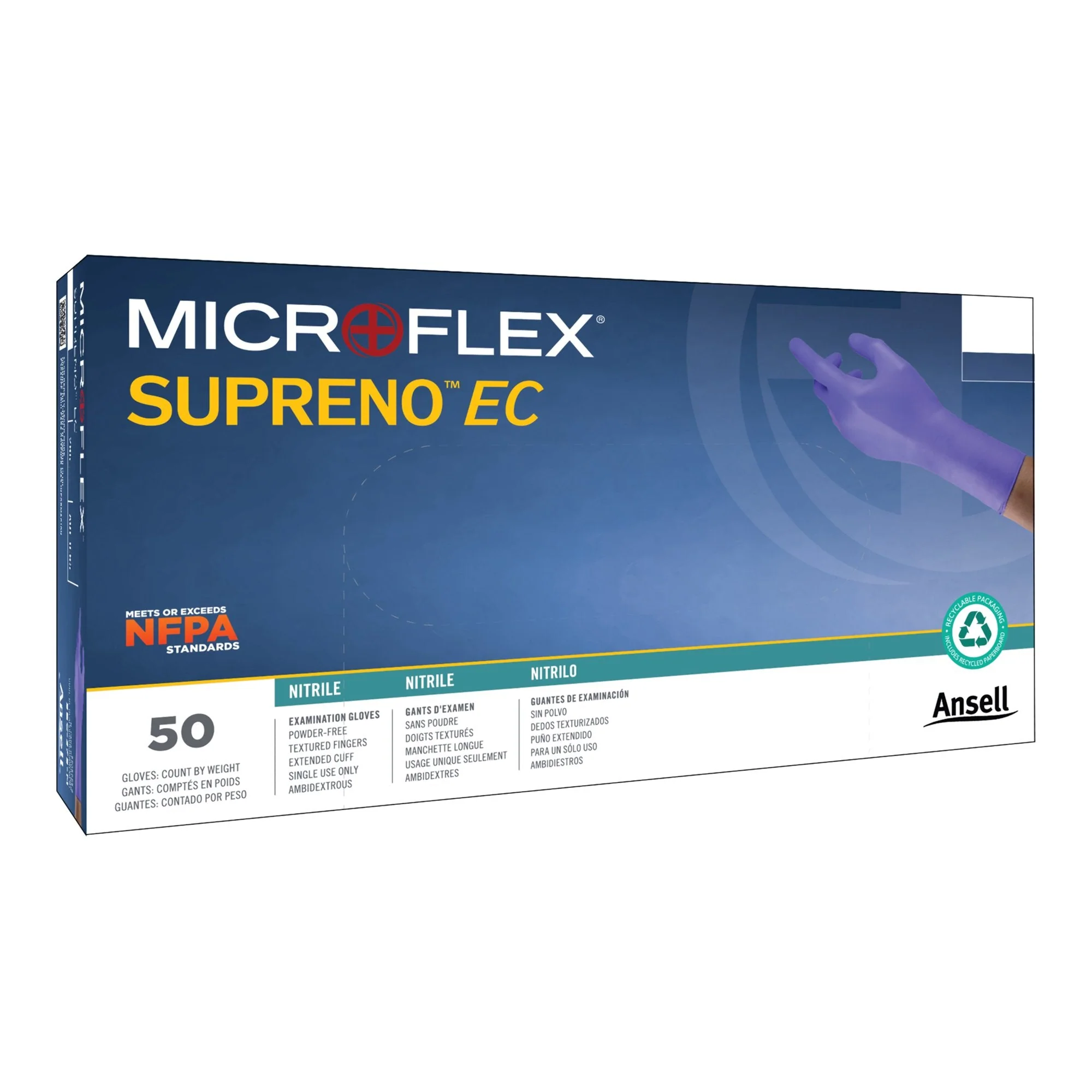 Microflex Medical Supreno EC Nitrile Extended Cuff Length Exam Glove, Medium, Blue (500/CS)