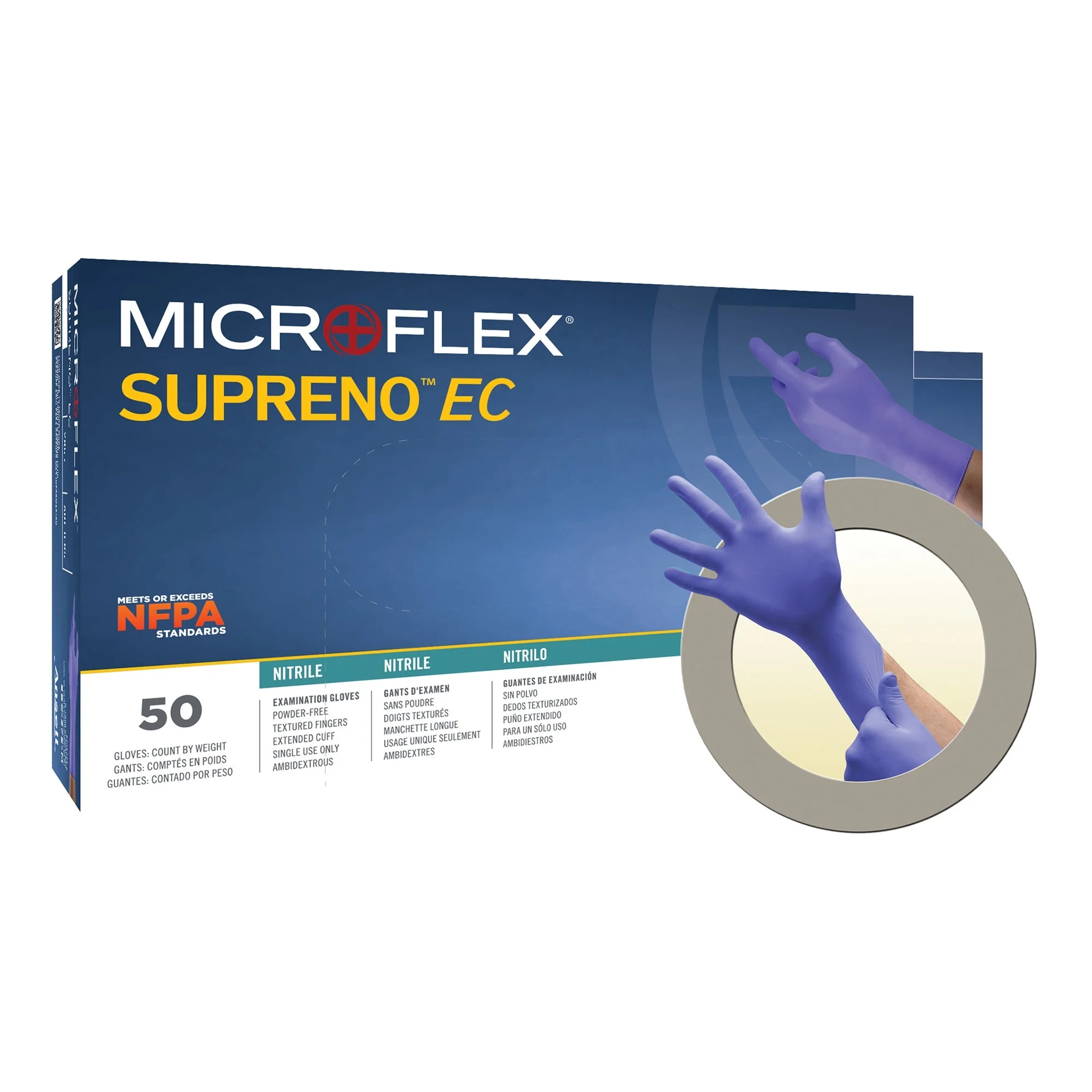 Microflex Medical Supreno EC Nitrile Extended Cuff Length Exam Glove, Extra Large, Blue (500/CS)