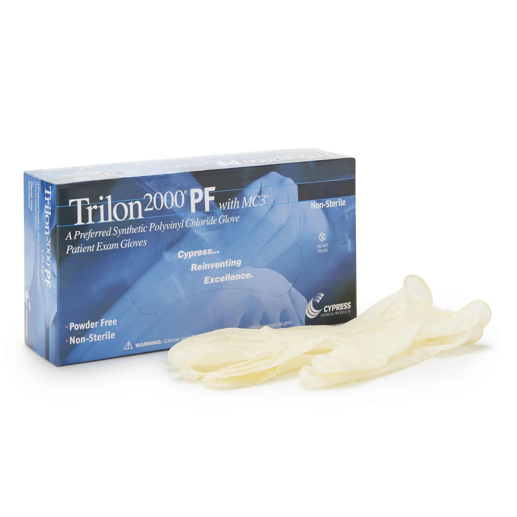 McKesson Brand Trilon 2000 PF with MC3 Stretch Vinyl Exam Glove, Large, Ivory (1000/CS)
