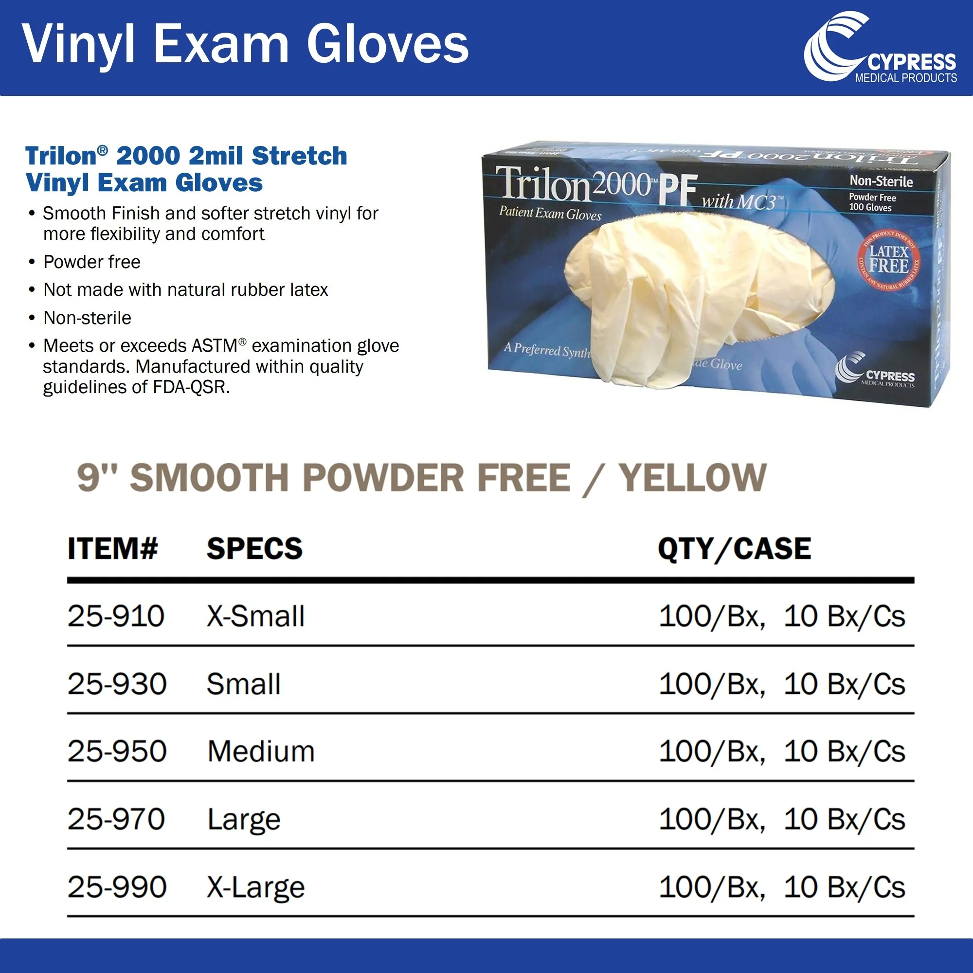 McKesson Brand Trilon 2000 PF with MC3 Stretch Vinyl Exam Glove, Large, Ivory (1000/CS) - Image 5