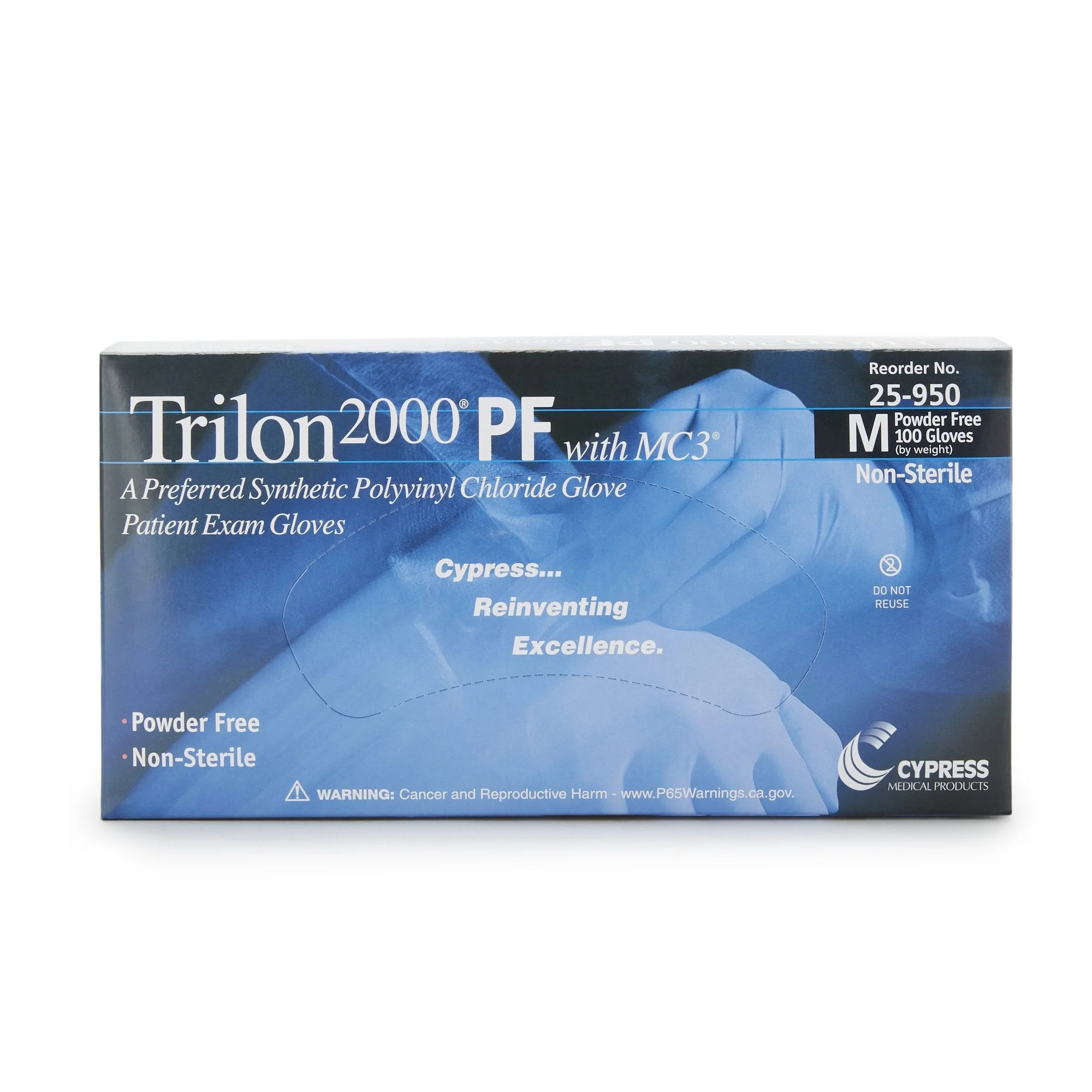 McKesson Brand Trilon 2000 PF with MC3 Stretch Vinyl Exam Glove, Medium, Ivory (1000/CS) - Image 3