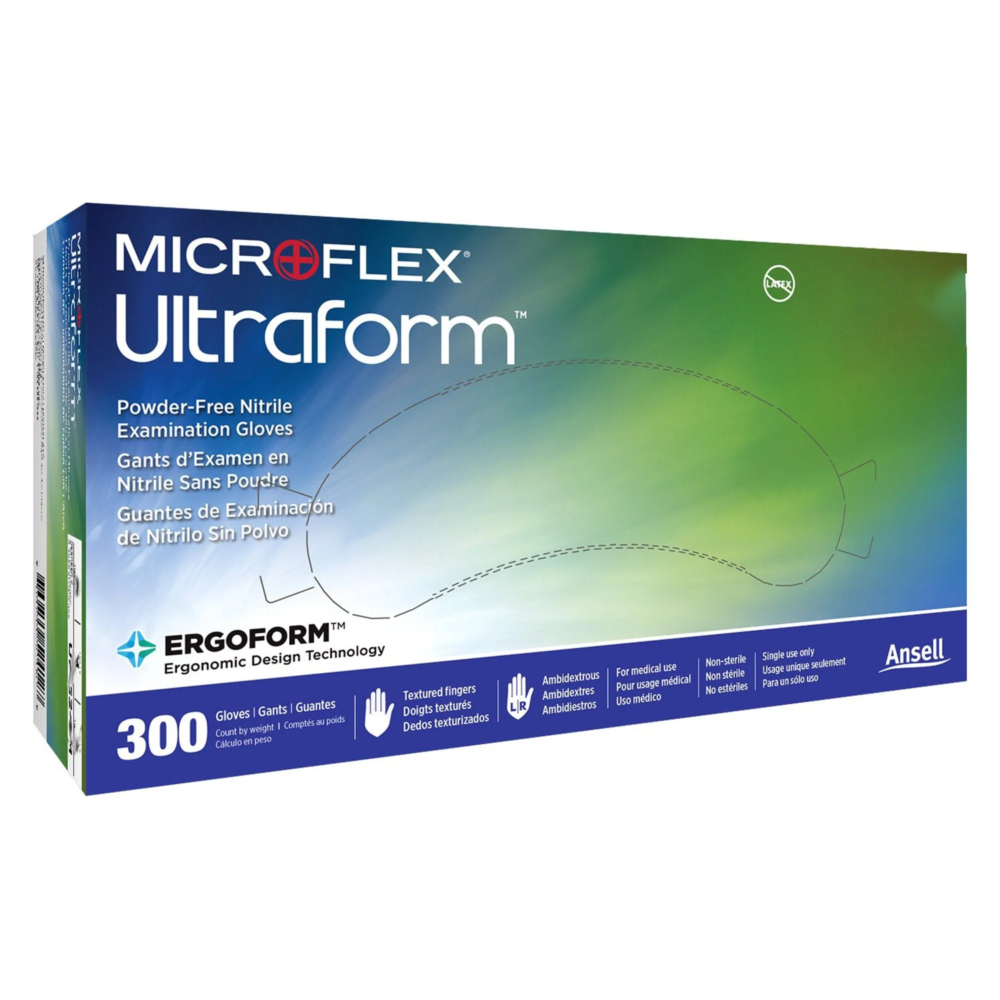 Microflex Medical Microflex Ultraform Nitrile Exam Glove, Large, Blue (3000/CS)
