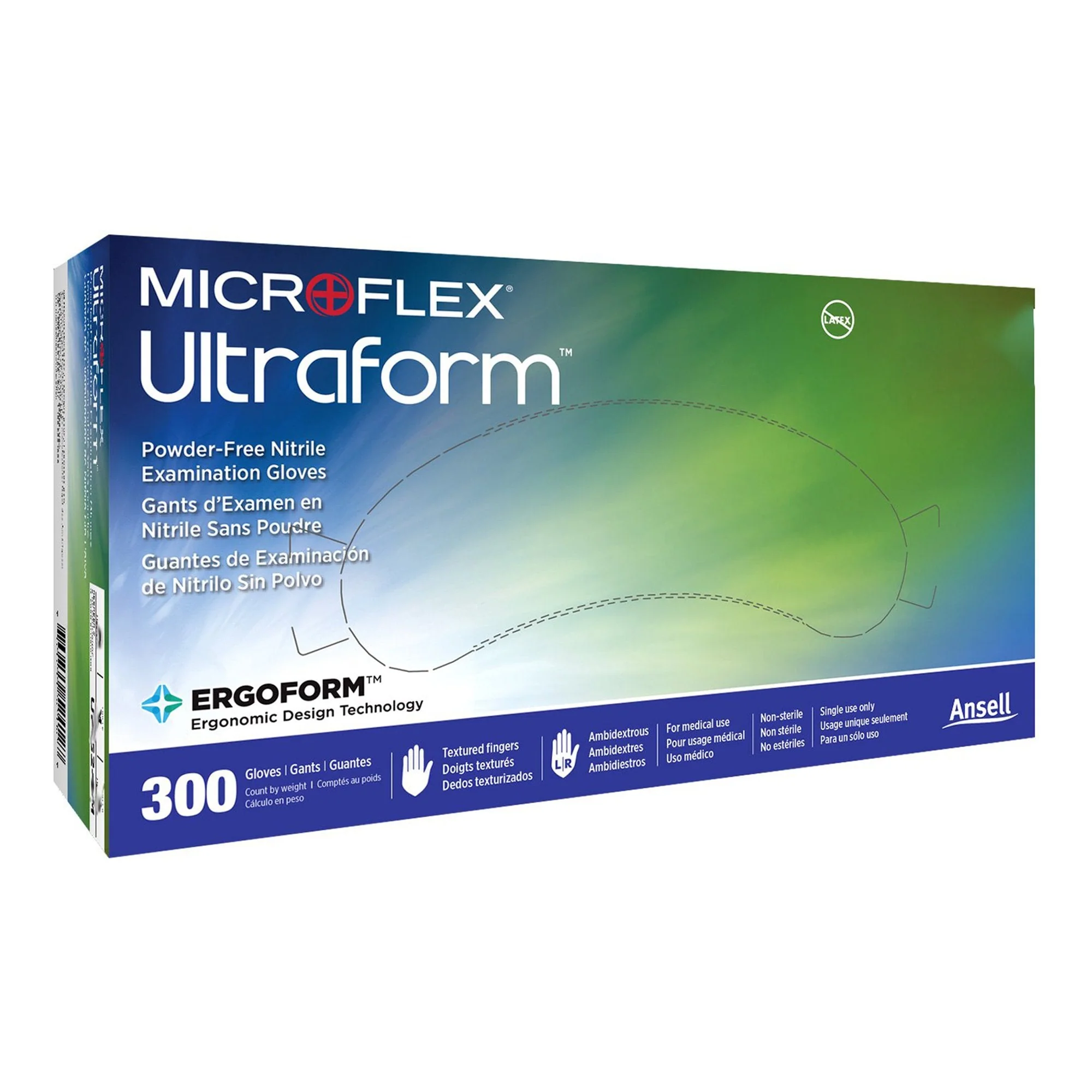 Microflex Medical Ultraform Nitrile Exam Glove, Small / Medium, Blue (3000/CS)