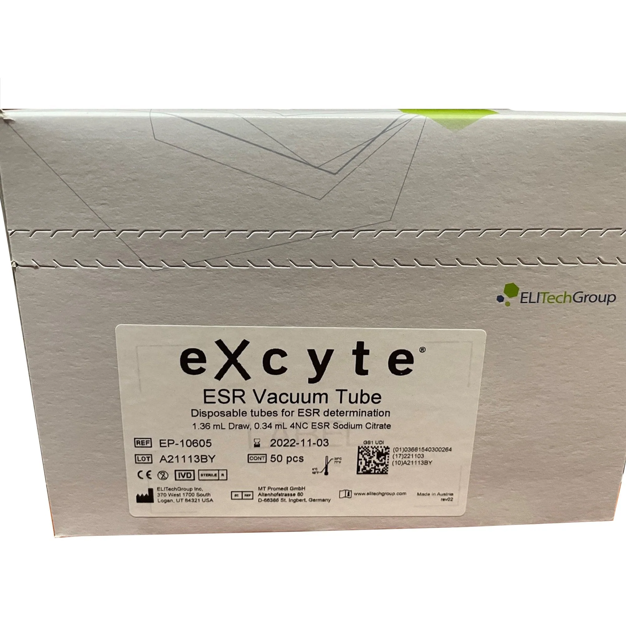 Elitech Group Inc Excyte Vacuum Tube Venous Blood Collection Tube, 1.36 mL, 120 mm Length (50/BX) - Image 3