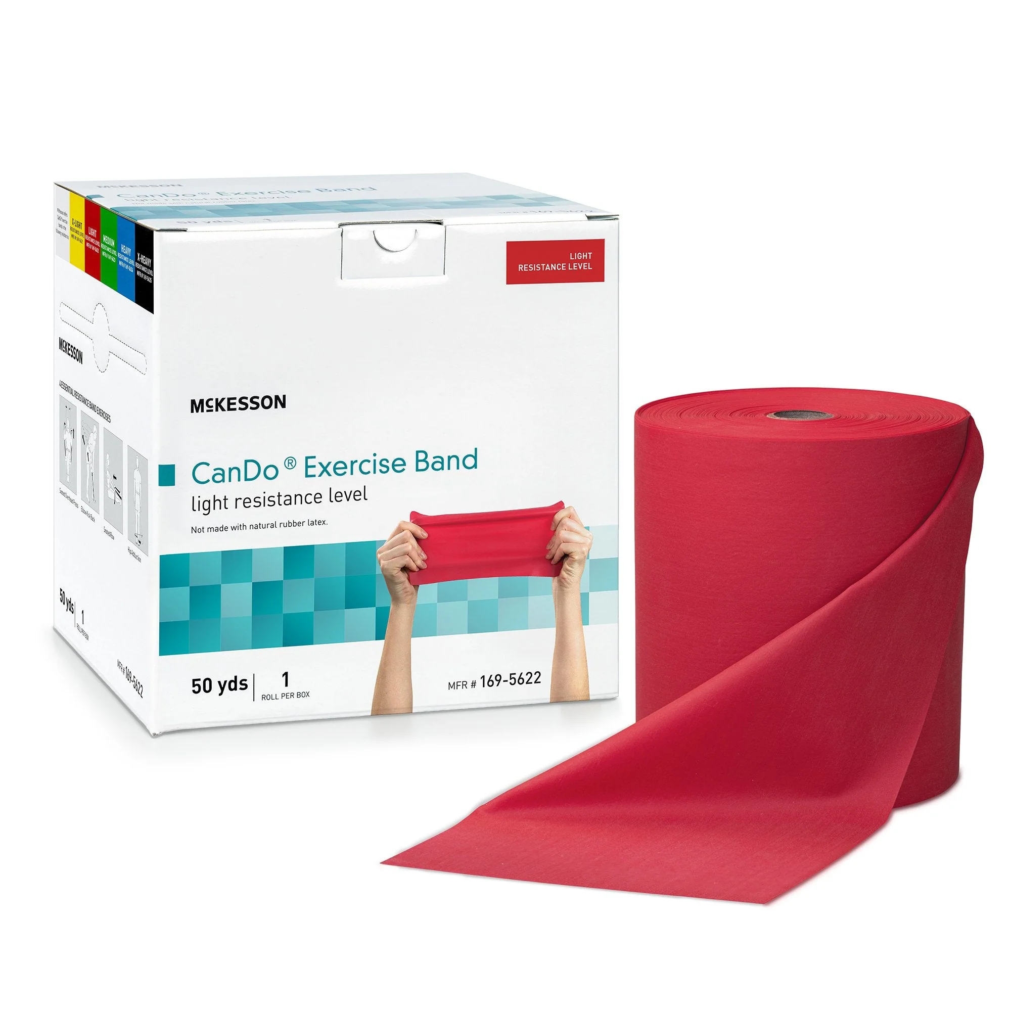 McKesson Brand McKesson CanDo Exercise Light Resistance Band, Red, 5 Inch x 50 Yard