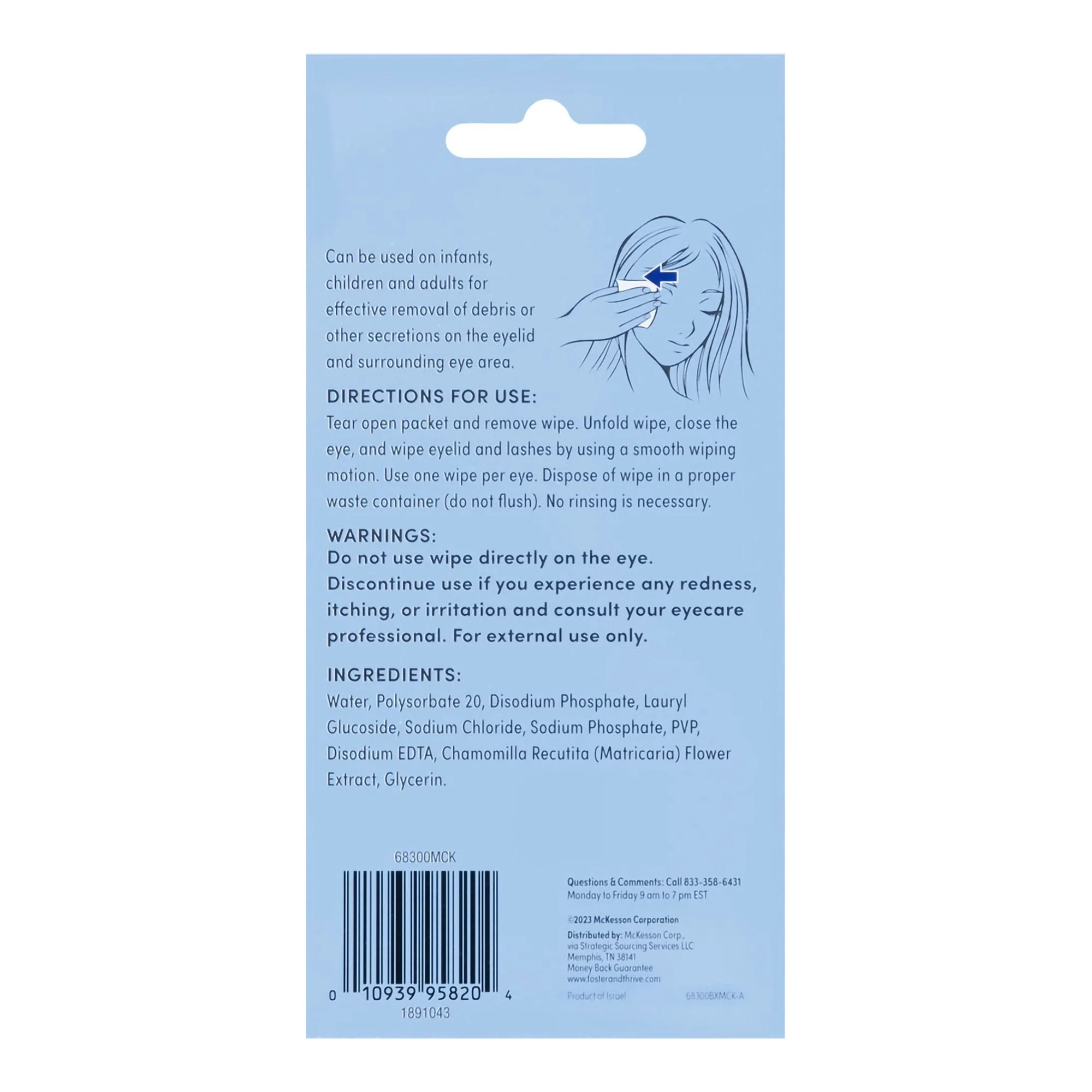 McKesson Brand Foster & Thrive Rinse-Free Eyelid Wipes (30/BX) - Image 2
