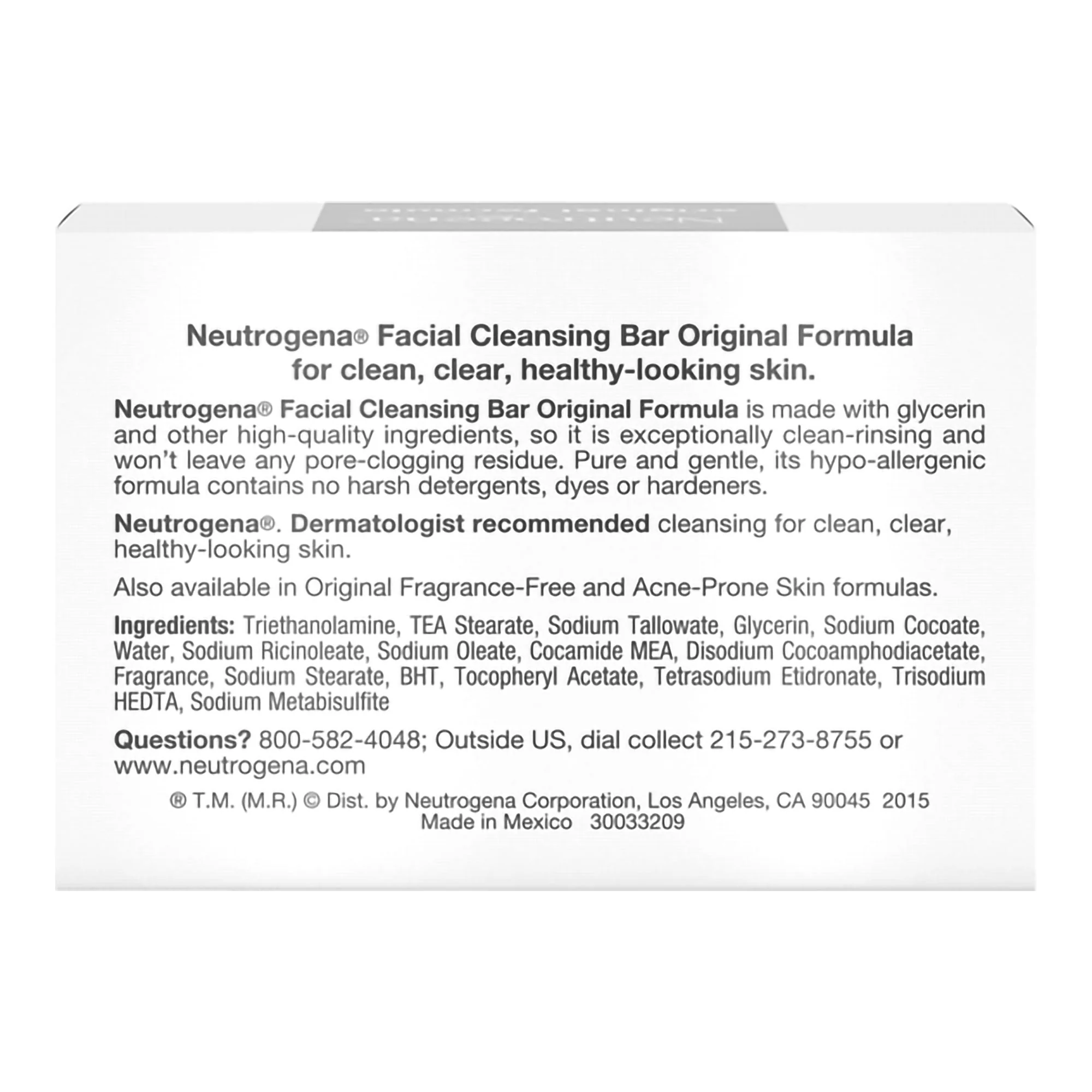 J & J Sales Neutrogena Facial Bar Original Formula, 3.5-ounce - Image 2