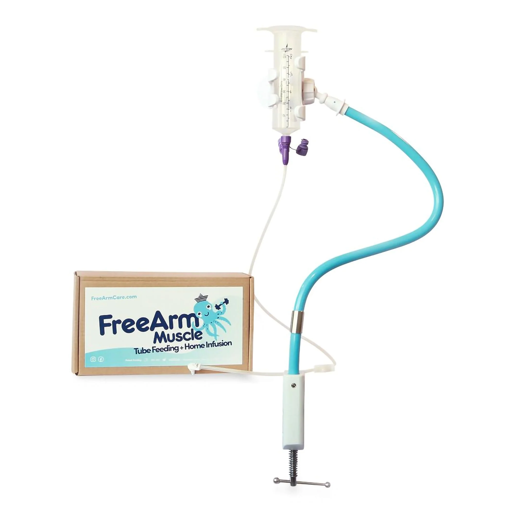 Feeding Tube / Infusion Bag Holder FreeArm Muscle Blue For Feeding Bags, Gravity Sryinges, Lightweight Feeding Pumps