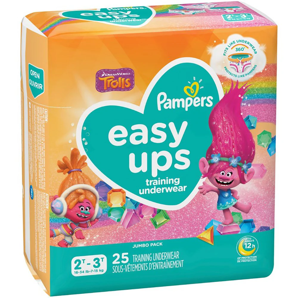 Procter & Gamble Female Toddler Training Pants Pampers Easy Ups Pull On with Tear Away Seams Size 2T to 3T Disposable Moderate Absorbency (100/CS) - Image 2