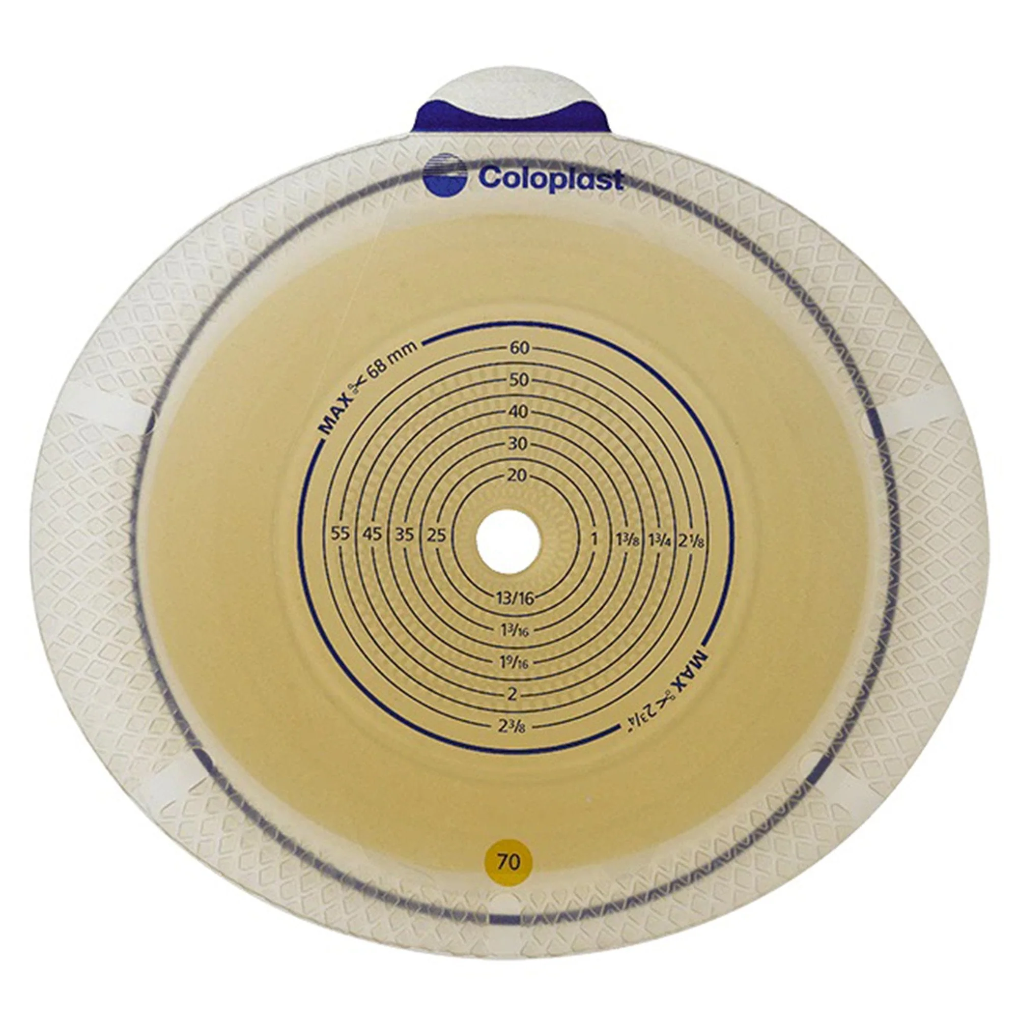 Coloplast SenSura Flex Flat Ostomy Barrier, Trim to fit 10 – 68 mm Stoma Opening, Yellow (10/BX)