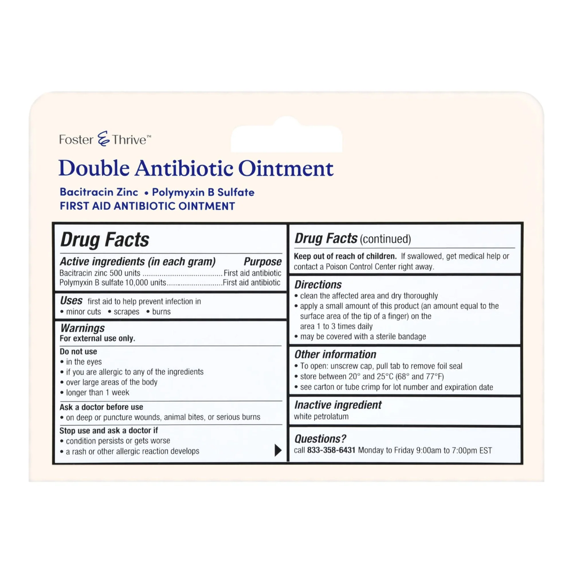 McKesson Brand Foster & Thrive Double Antibiotic Bacitracin Zinc Polymyxin B Sulfate Ointment - Image 2