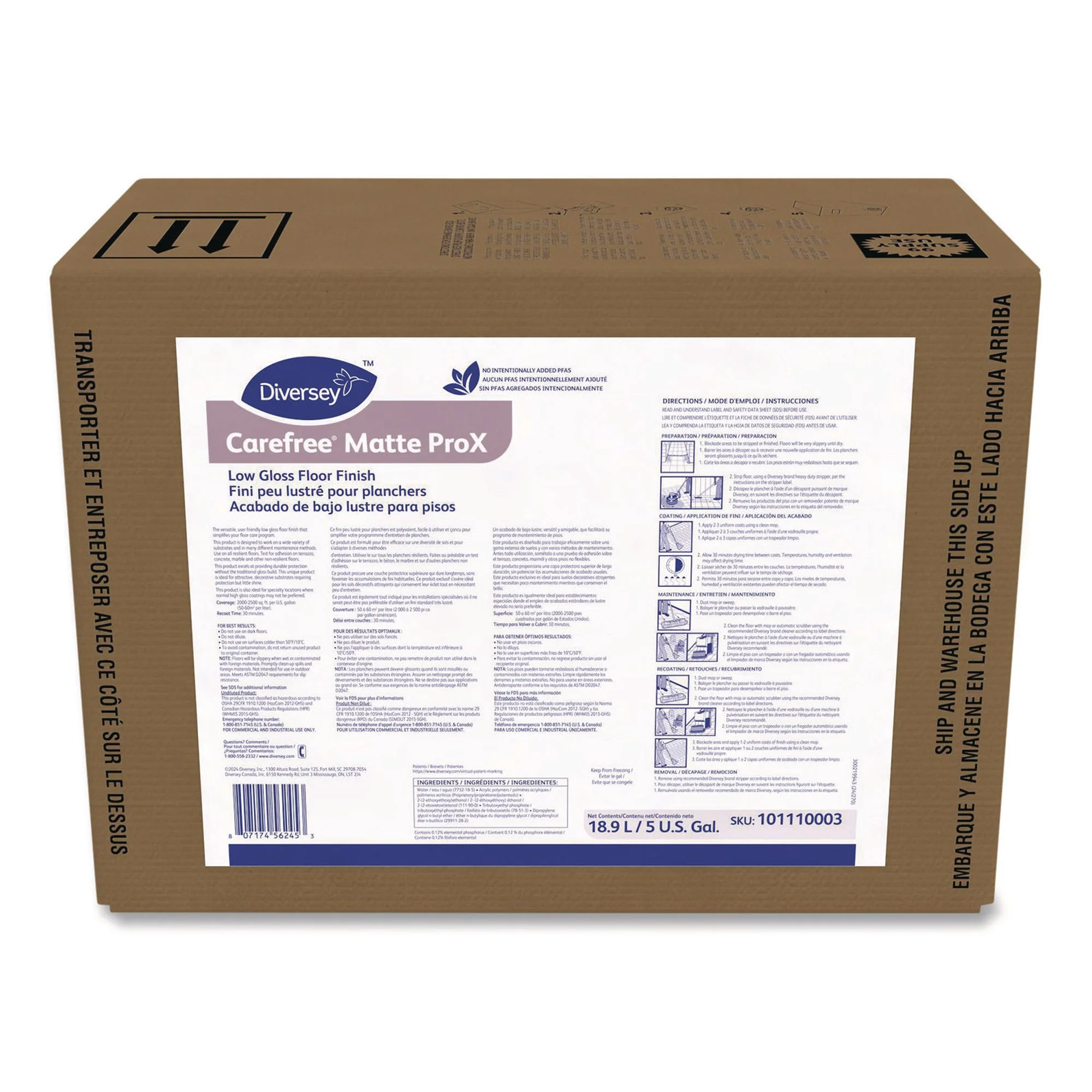 Essendant Co/United Stationers Floor Finish Diversey Carefree Matte P Liquid 5 gal. Bag In Box Ammonia Scent