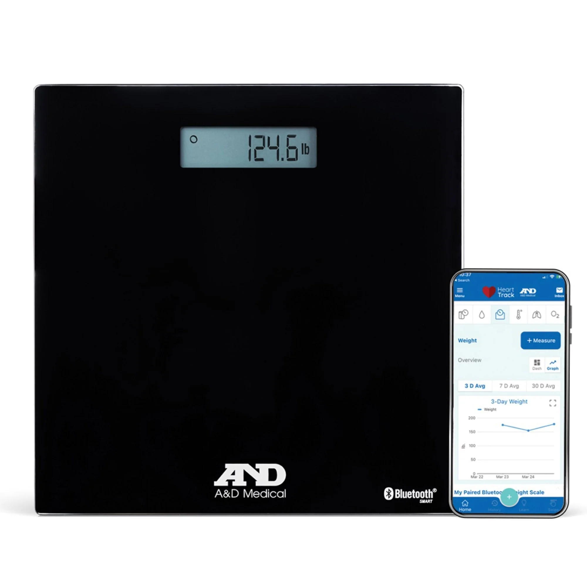 A&D Engineering Floor Scale A&D Medical Digital Display 200 kg Capacity Chrome Battery Operated - Image 2