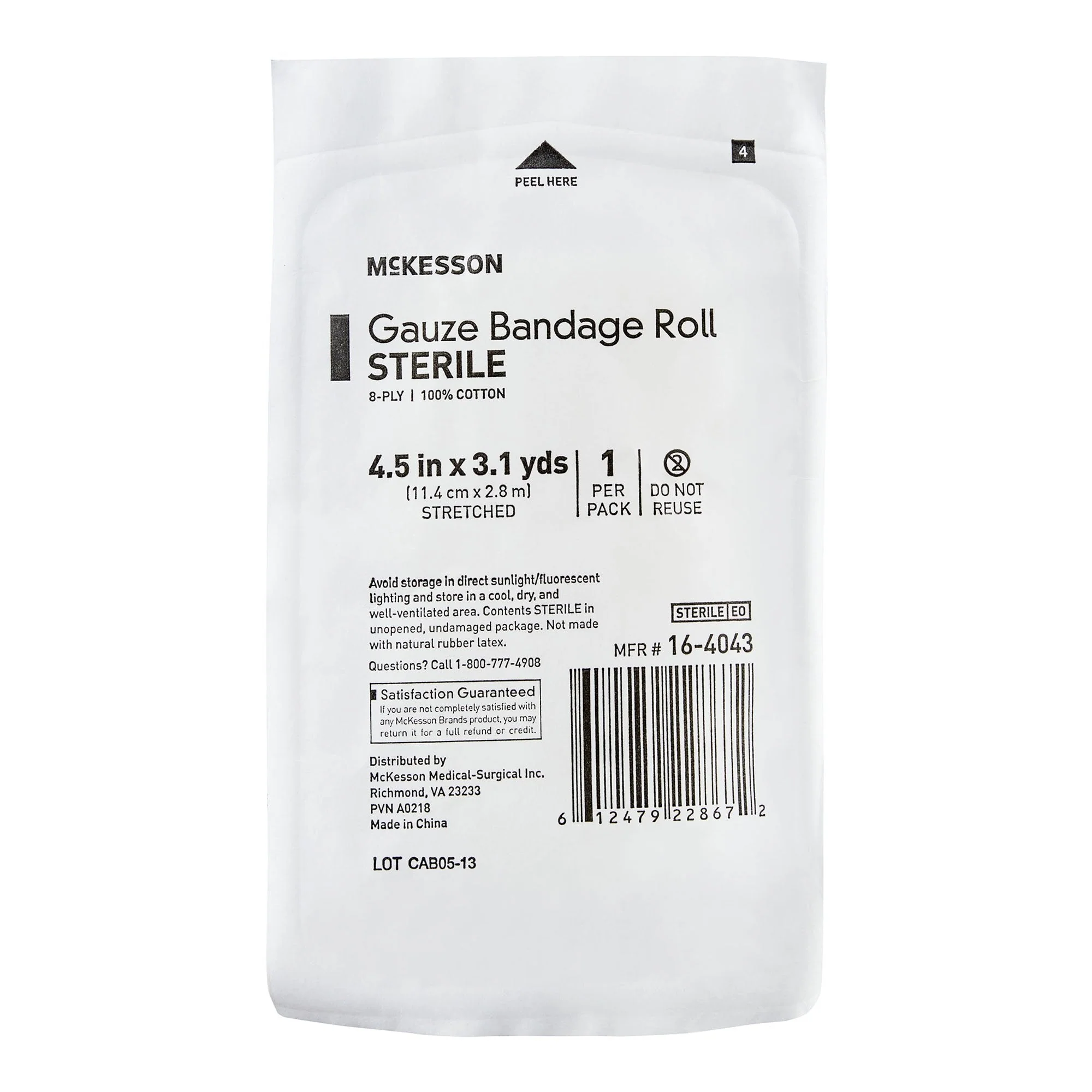 McKesson Brand McKesson Sterile Fluff Bandage Roll, 4-1/2 Inch x 3-1/10 Yard, Eight-Ply (100/CS) - Image 3