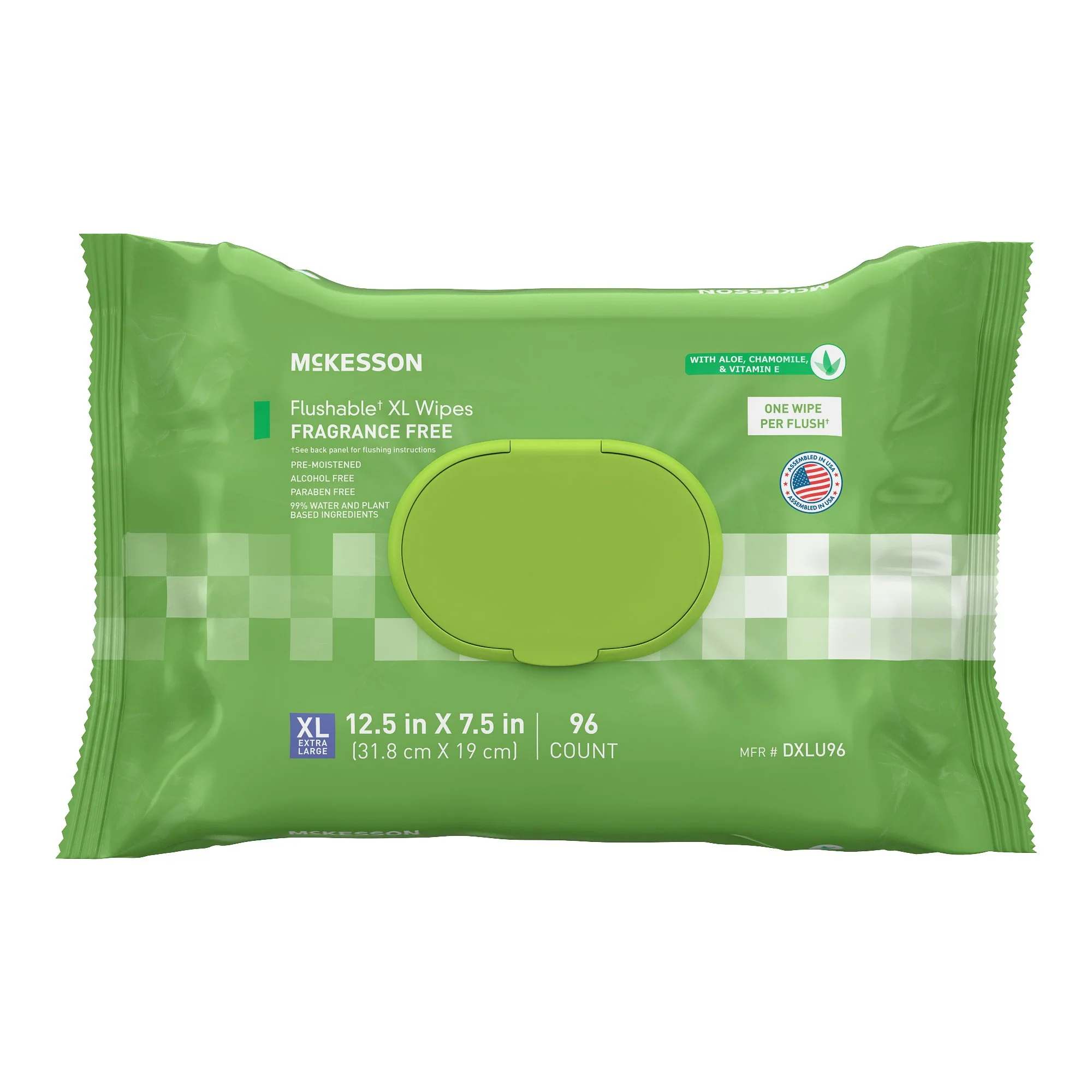 McKesson Brand McKesson Flushable* Wet Wipes XL - Unscented, 96 Wet Wipes per Pack (576/CS)