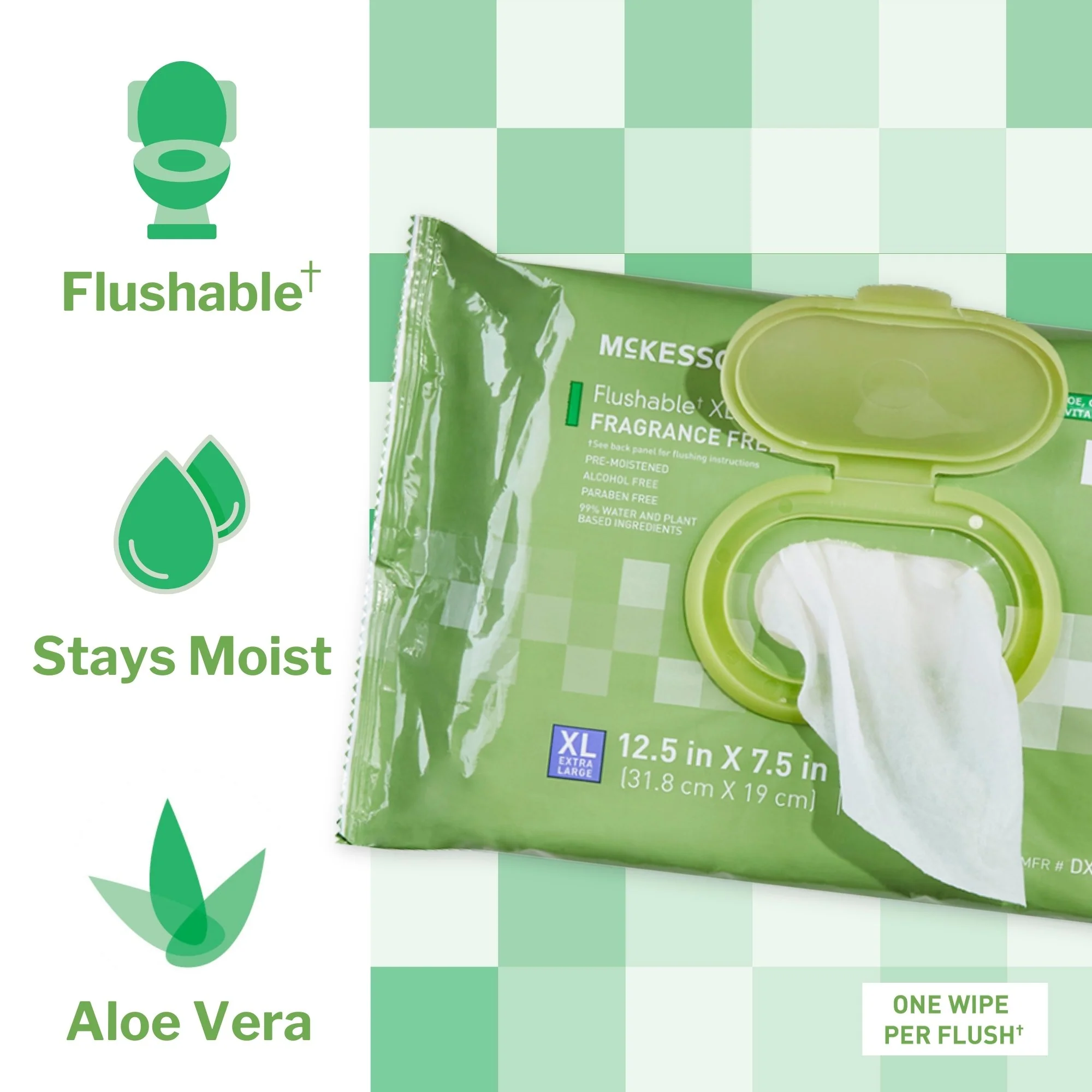 McKesson Brand McKesson Flushable* Wet Wipes XL - Unscented, 96 Wet Wipes per Pack (576/CS) - Image 2