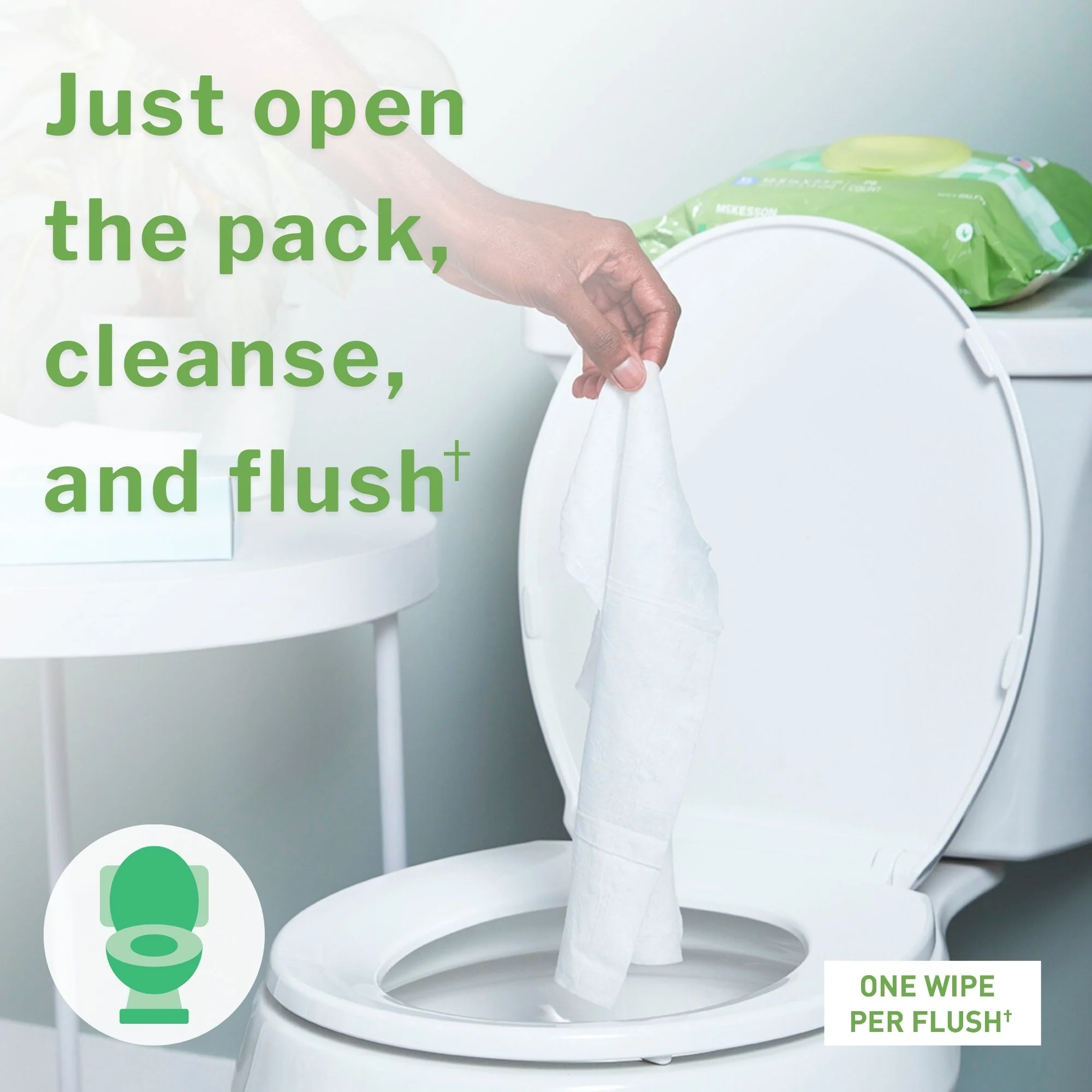 McKesson Brand McKesson Flushable* Wet Wipes XL - Unscented, 96 Wet Wipes per Pack (576/CS) - Image 3