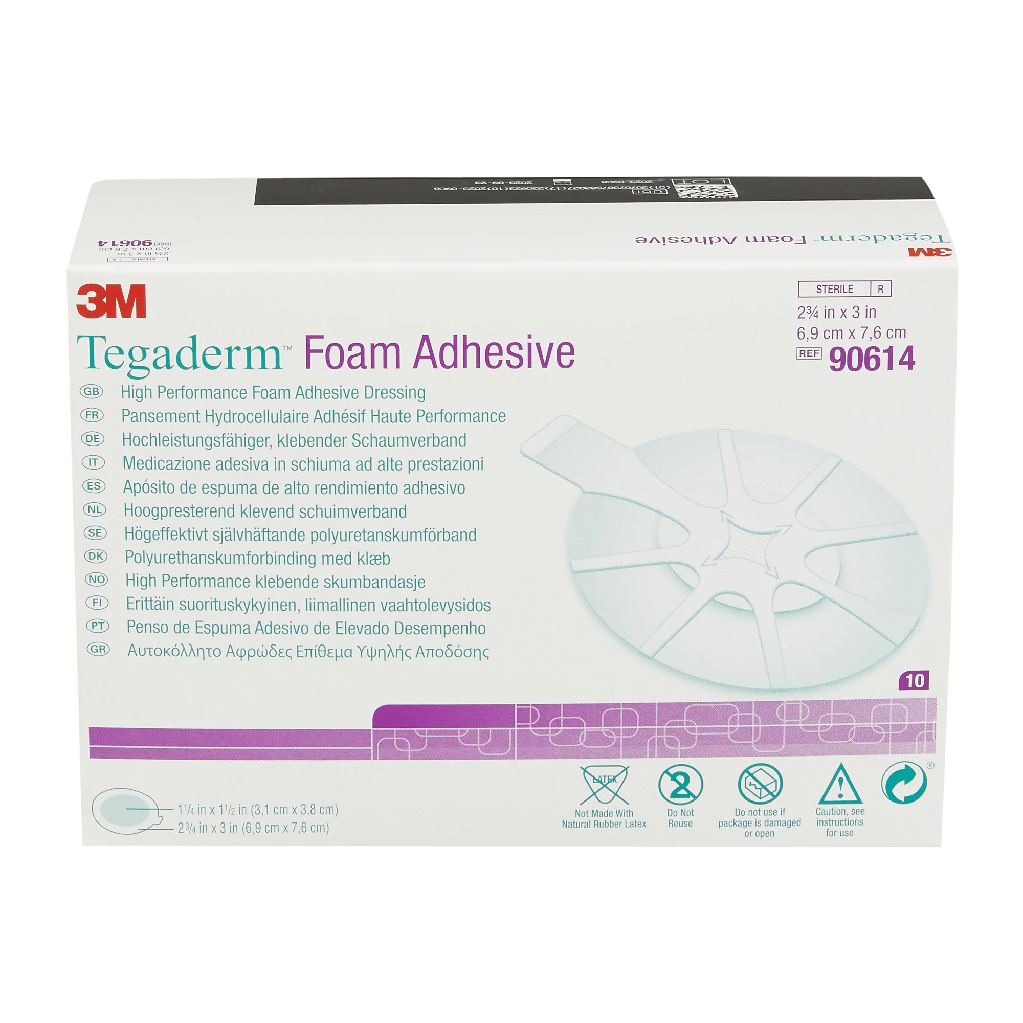 Solventum Corporation 3M Tegaderm High Performance Adhesive with Border Foam Dressing, 2¾ x 2¾ Inch (40/CS) - Image 2