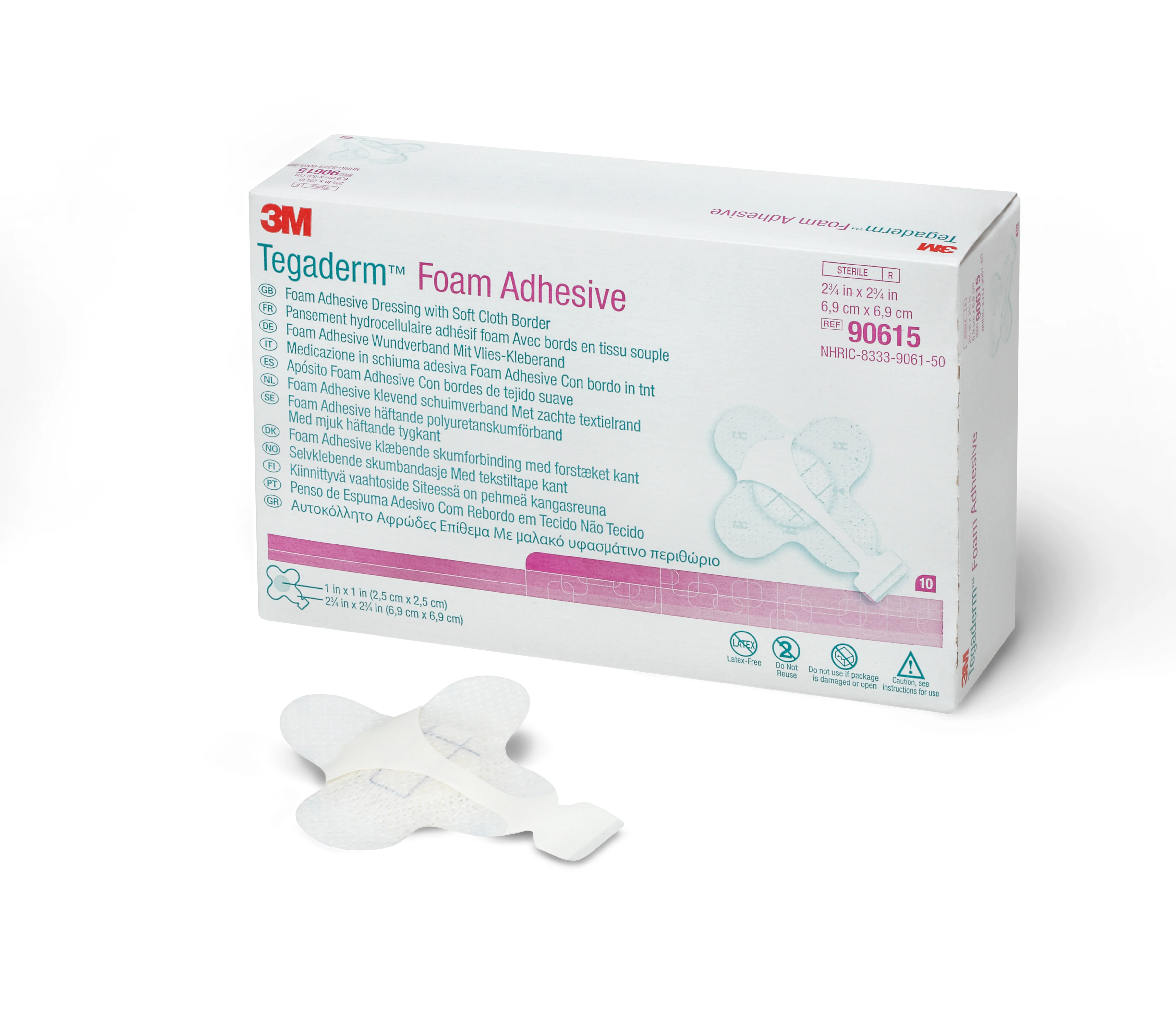 Solventum Corporation 3M Tegaderm High Performance Adhesive with Border Foam Dressing, 2¾ x 2¾ Inch (40/CS)