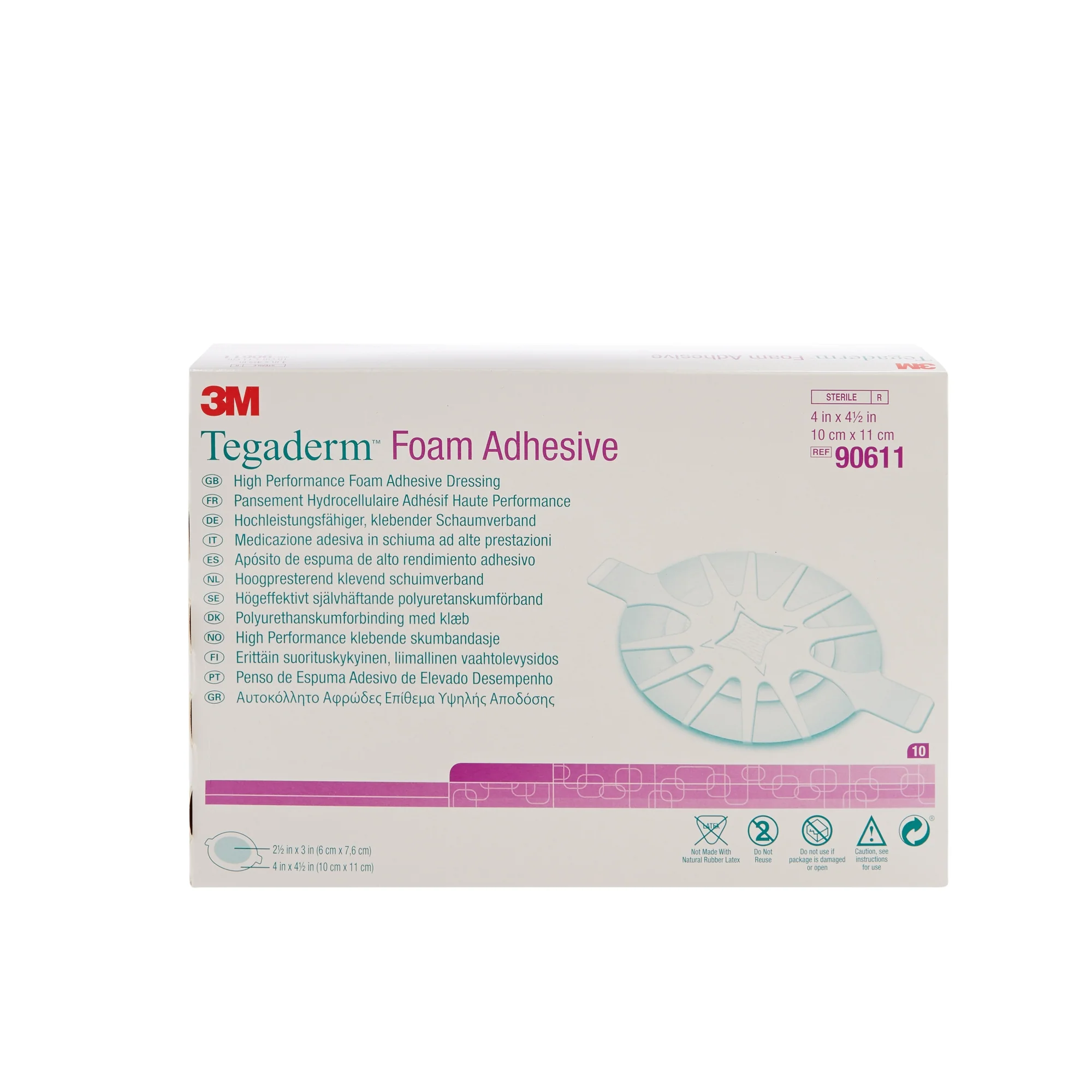 Solventum Corporation 3M Tegaderm High-Performance Foam Dressing Adhesive, 4 x 4½ Inch (40/CS) - Image 2