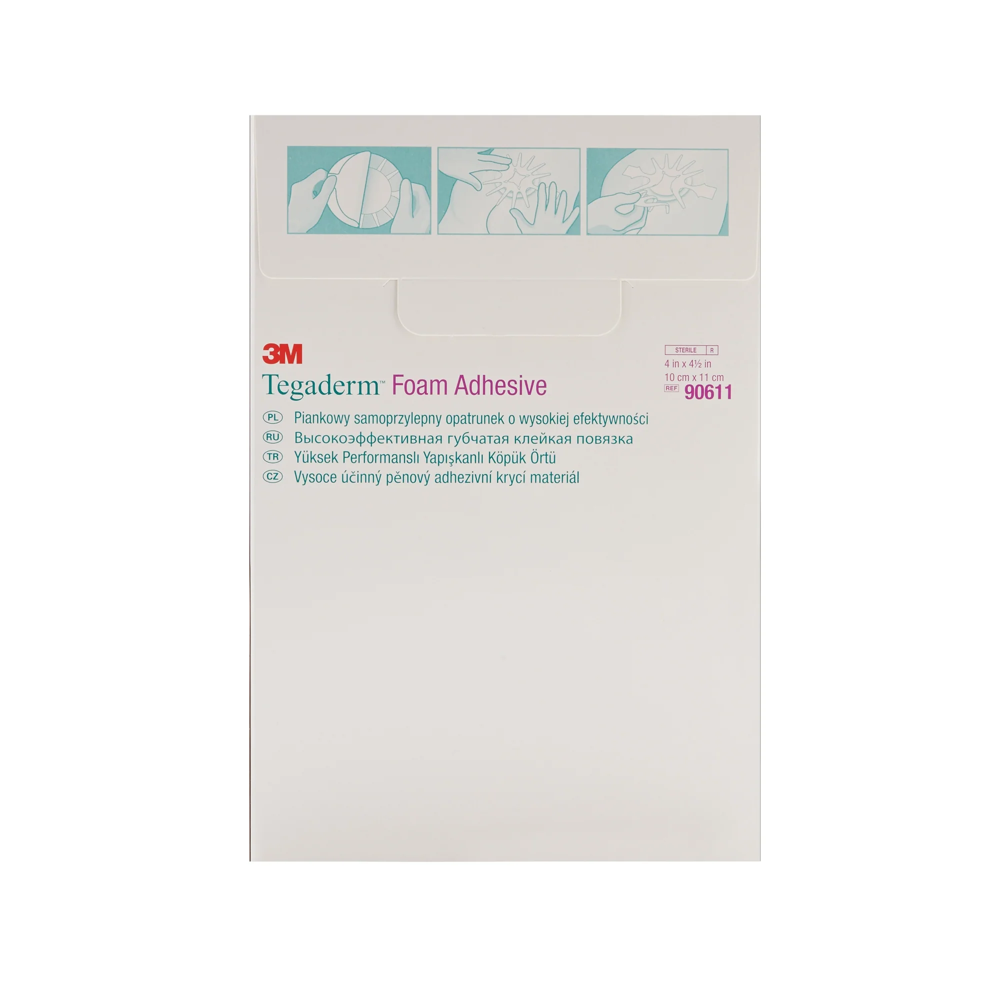 Solventum Corporation 3M Tegaderm High-Performance Foam Dressing Adhesive, 4 x 4½ Inch (40/CS) - Image 4