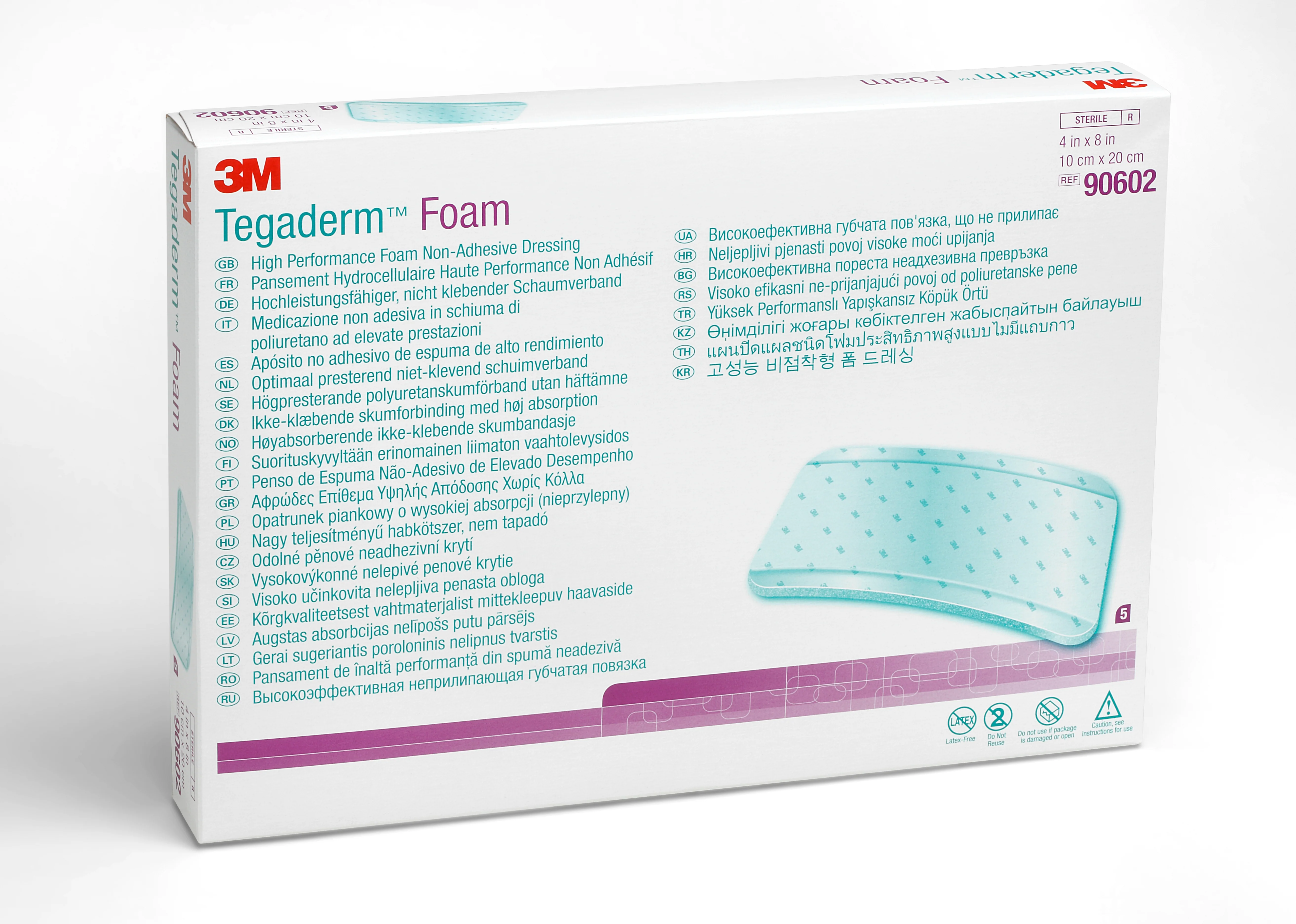 Solventum Corporation 3M Tegaderm High Performance Nonadhesive w/o Border Foam Dressing, 4 x 8 Inch (30/CS)