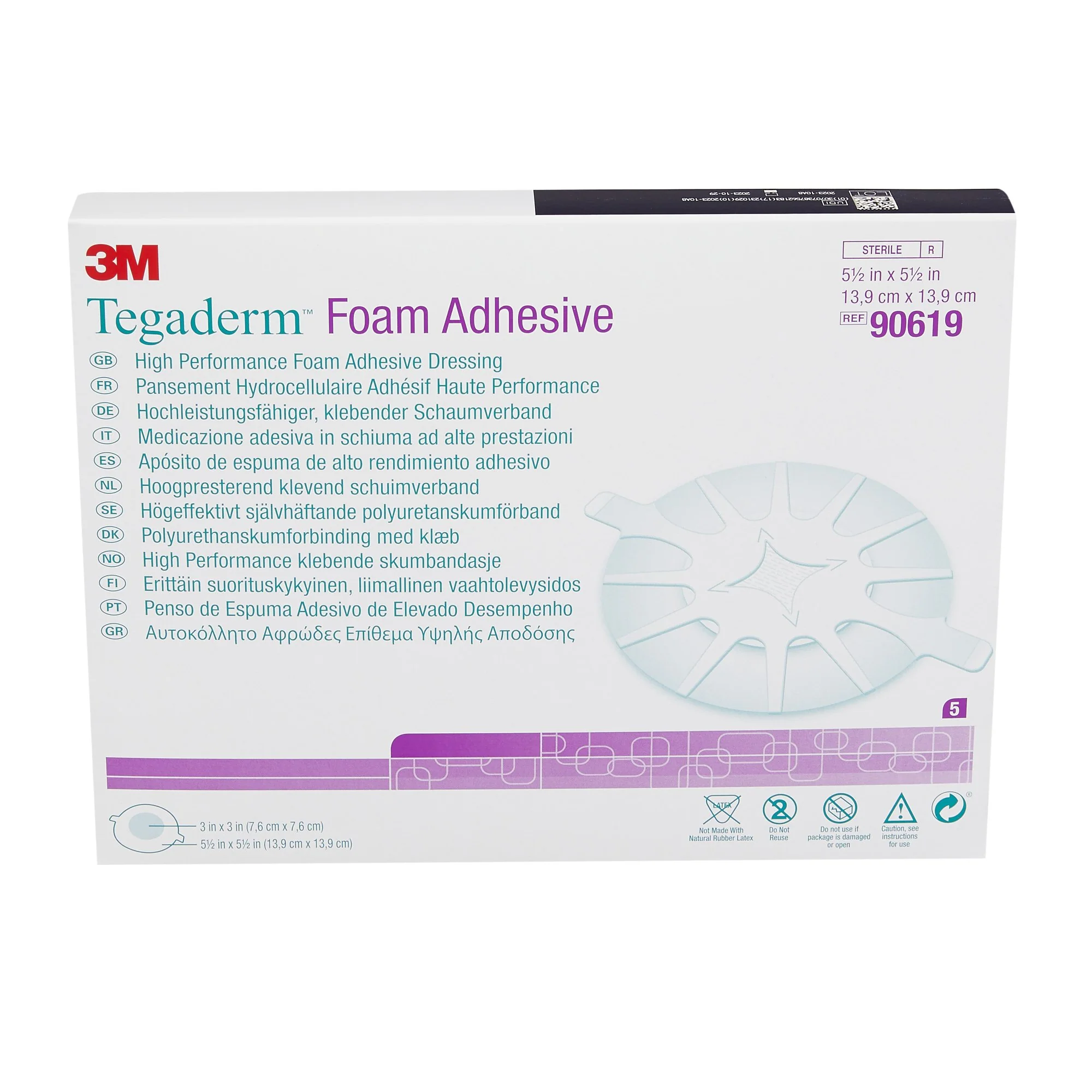 Solventum Corporation 3M Tegaderm High Performance Adhesive w/ Border Foam Dressing, 13.9 x 13.9 cm (20/CS) - Image 2