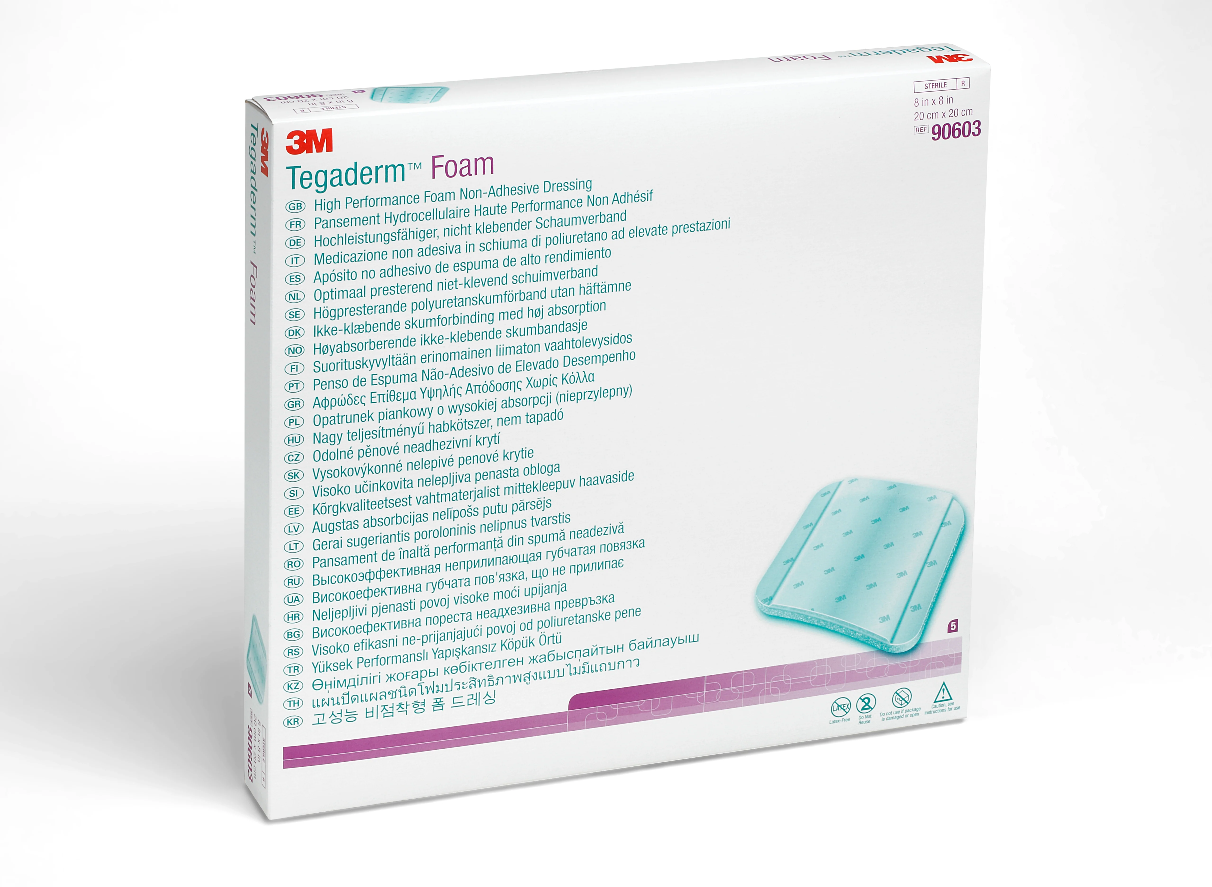 Solventum Corporation 3M Tegaderm High Performance Nonadhesive w/o Border Foam Dressing, 8 x 8 Inch (30/CS)