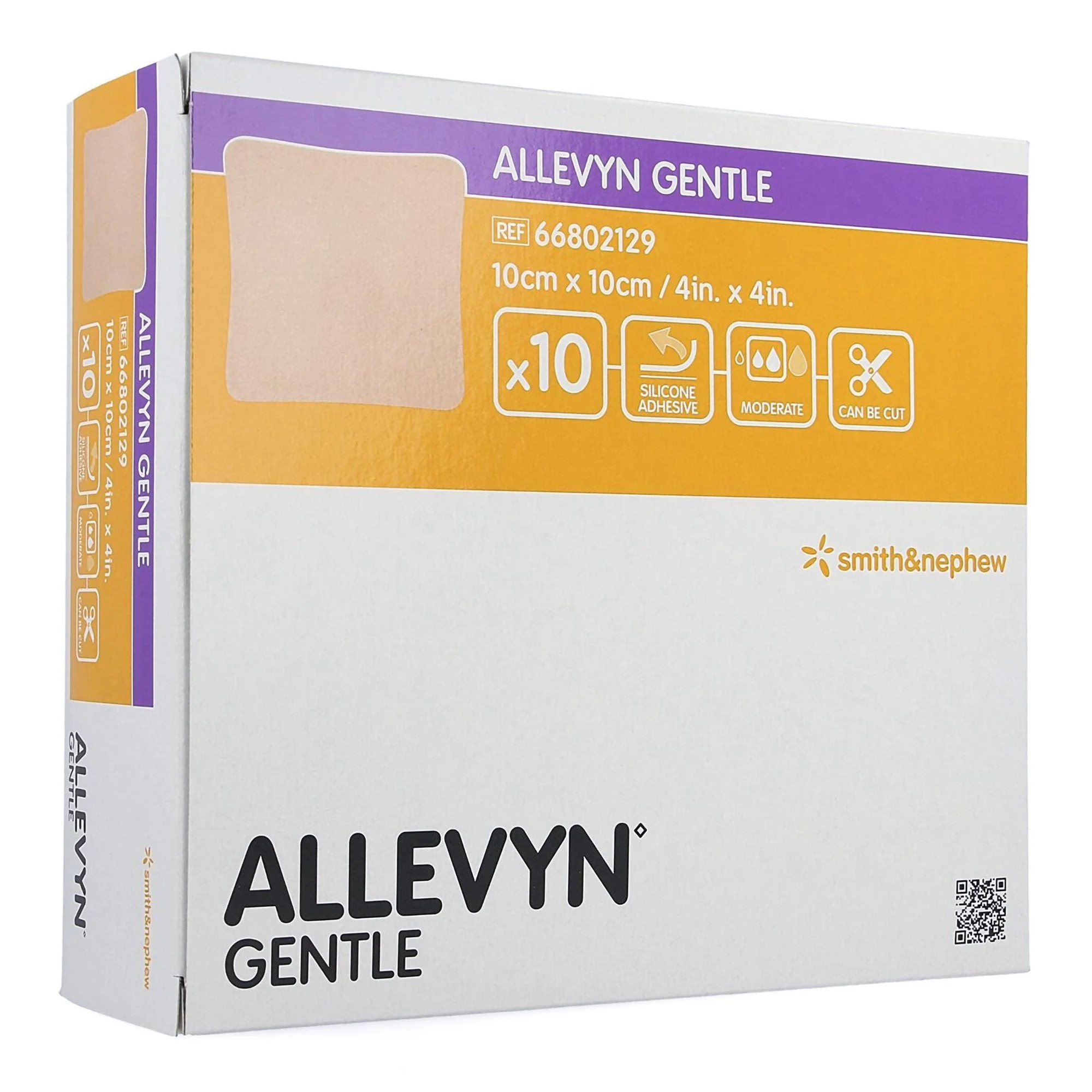 Smith & Nephew Allevyn Gentle Border Silicone Foam Dressing, 4 x 4 Inch (60/CS)