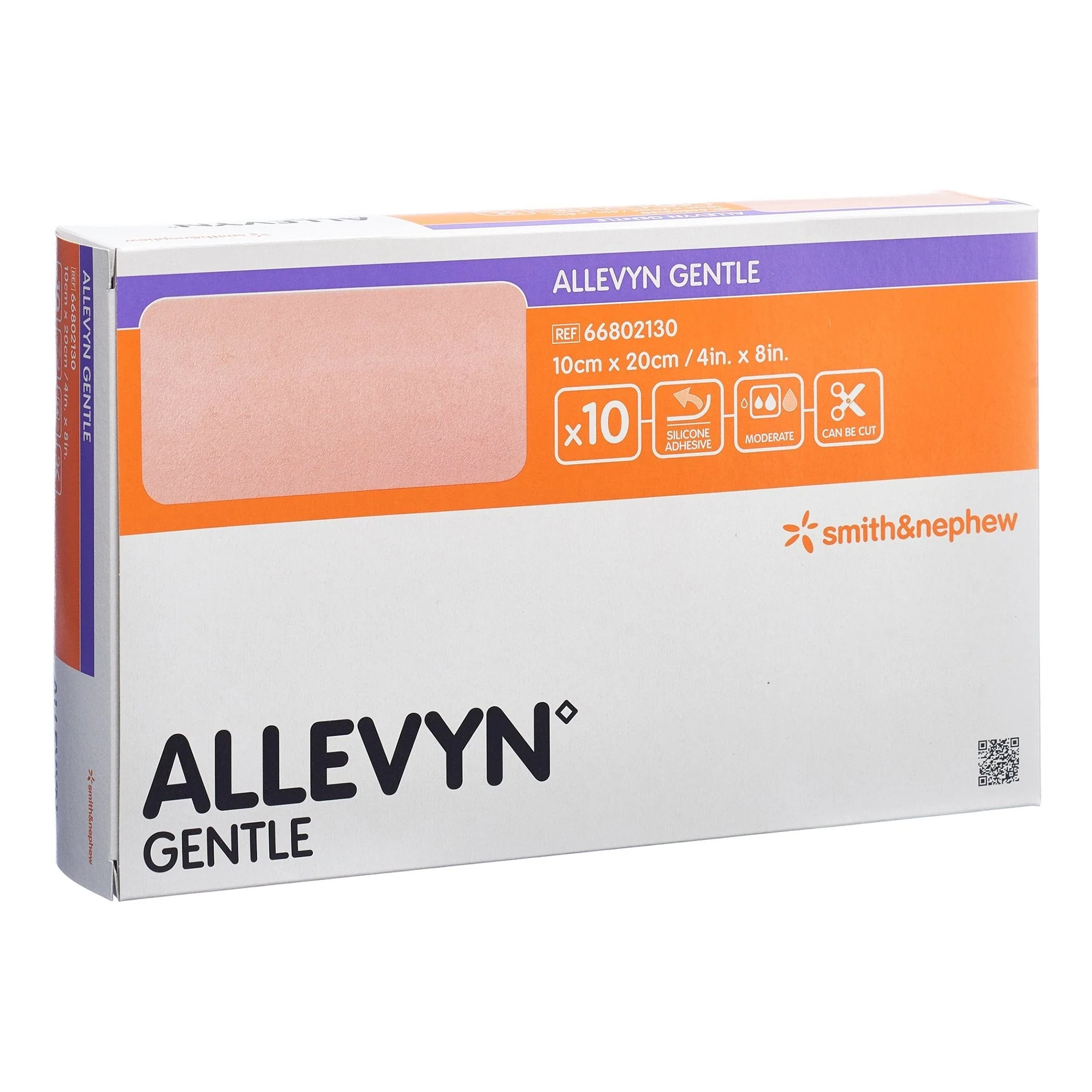 Smith & Nephew Foam Dressing Allevyn Gentle 4 X 8 Inch Without Border Film Backing Silicone Adhesive Rectangle Sterile (40/CS)