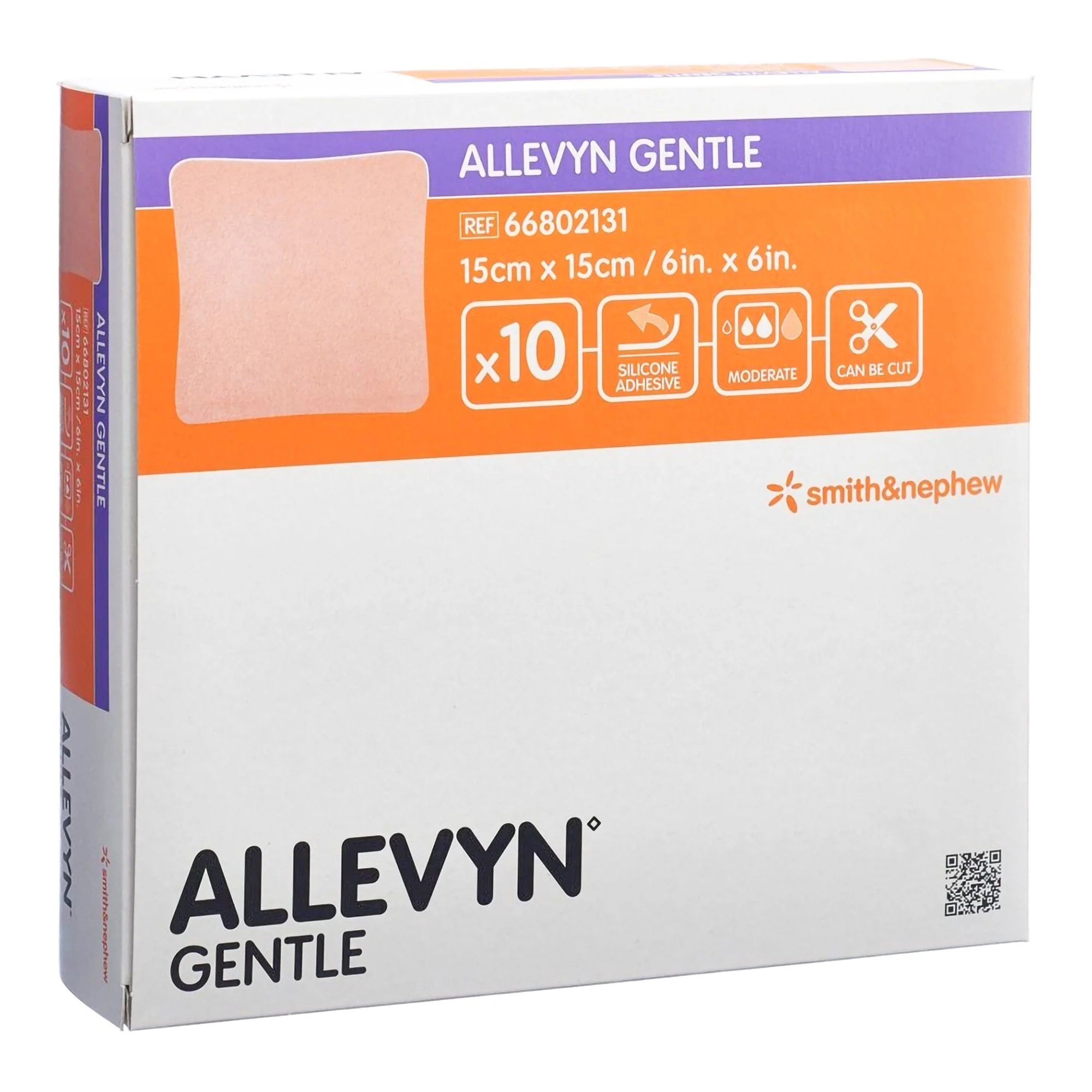 Smith & Nephew Allevyn Gentle Border Silicone Foam Dressing, 6 x 6 Inch (40/CS)