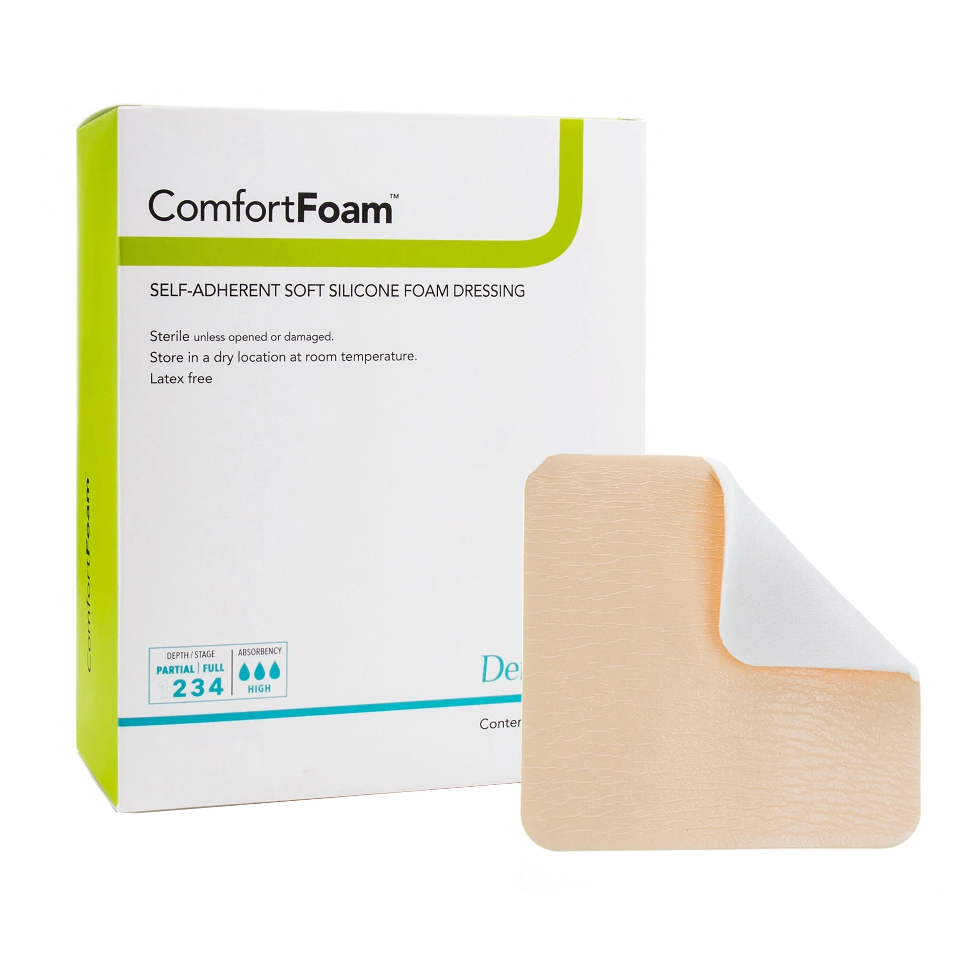 Sion Brands LLC ComfortFoam Silicone Adhesive without Border Silicone Foam Dressing, 4 x 5 Inch (10/BX)