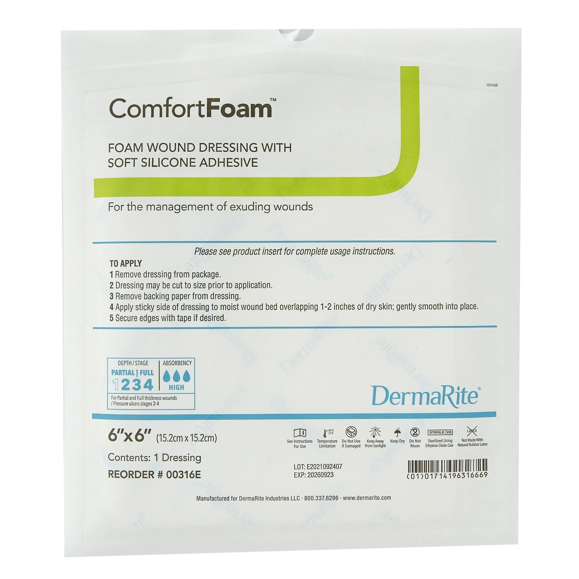Sion Brands LLC ComfortFoam Silicone Adhesive without Border Silicone Foam Dressing, 6 x 6 Inch (10/BX) - Image 3
