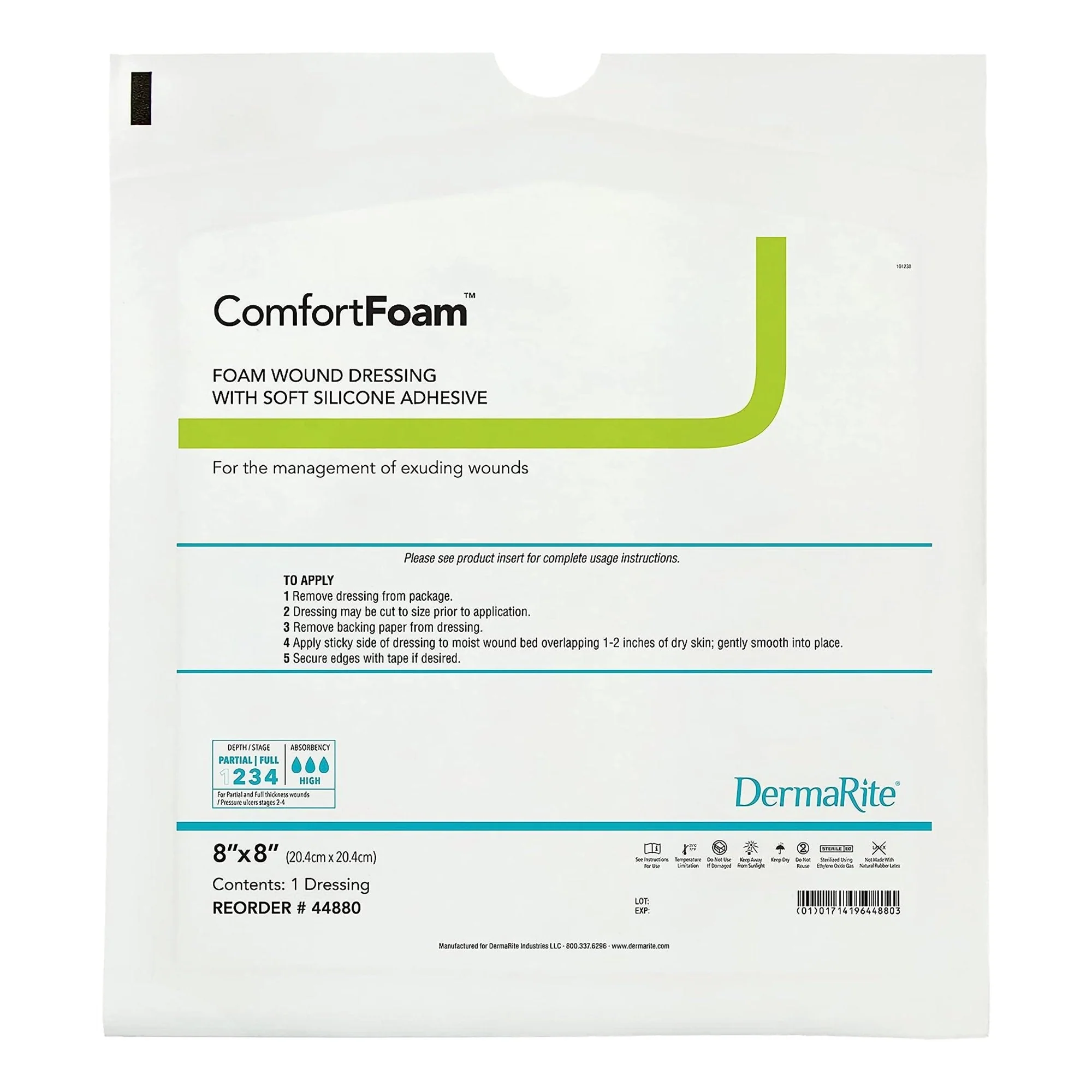 Sion Brands LLC ComfortFoam Silicone Adhesive without Border Silicone Foam Dressing, 8 x 8 Inch (5/BX) - Image 2