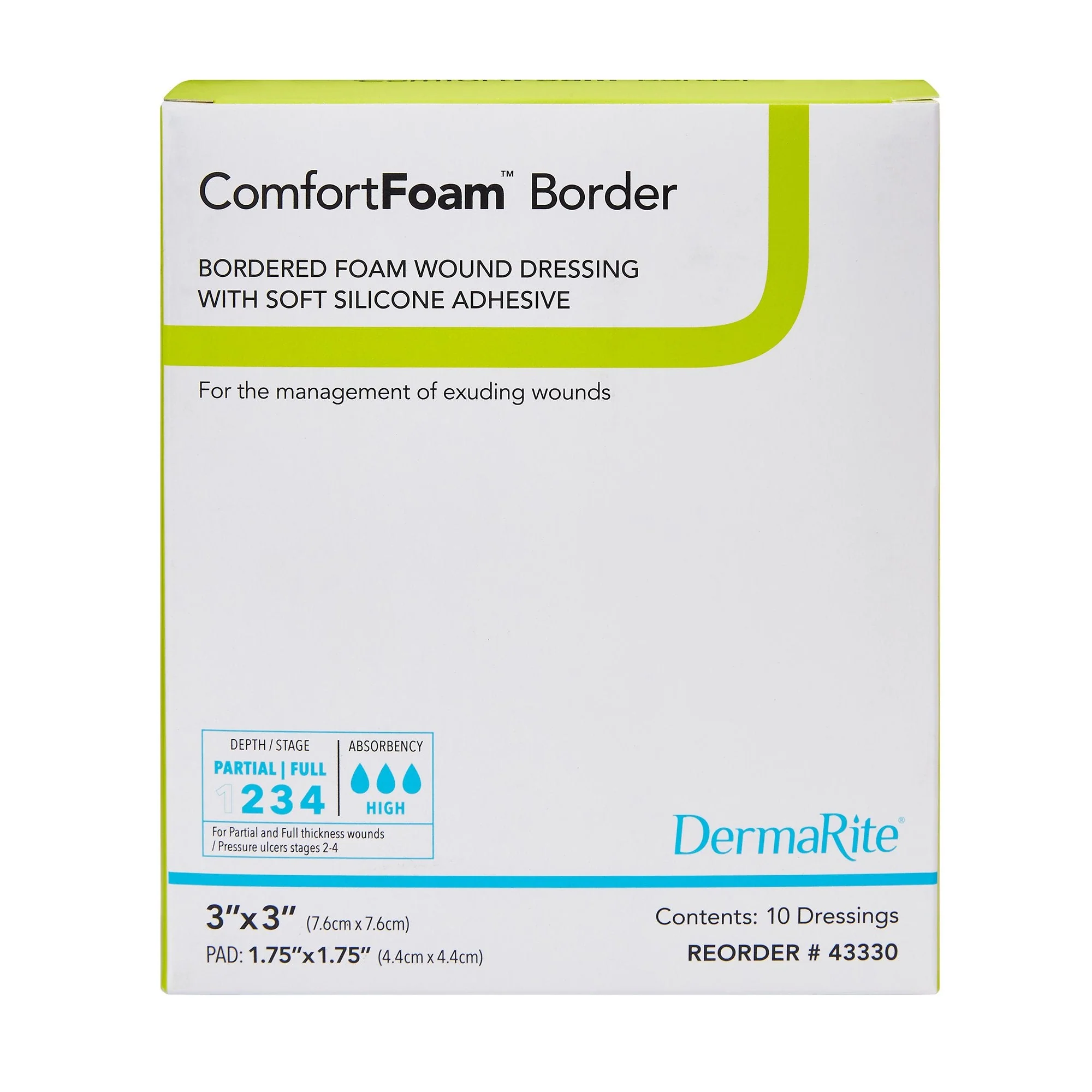 Sion Brands LLC ComfortFoam Border Foam Wound Dressing w/ Soft Silicone Adhesive, 7.6 x 7.6 cm (10/BX) - Image 2