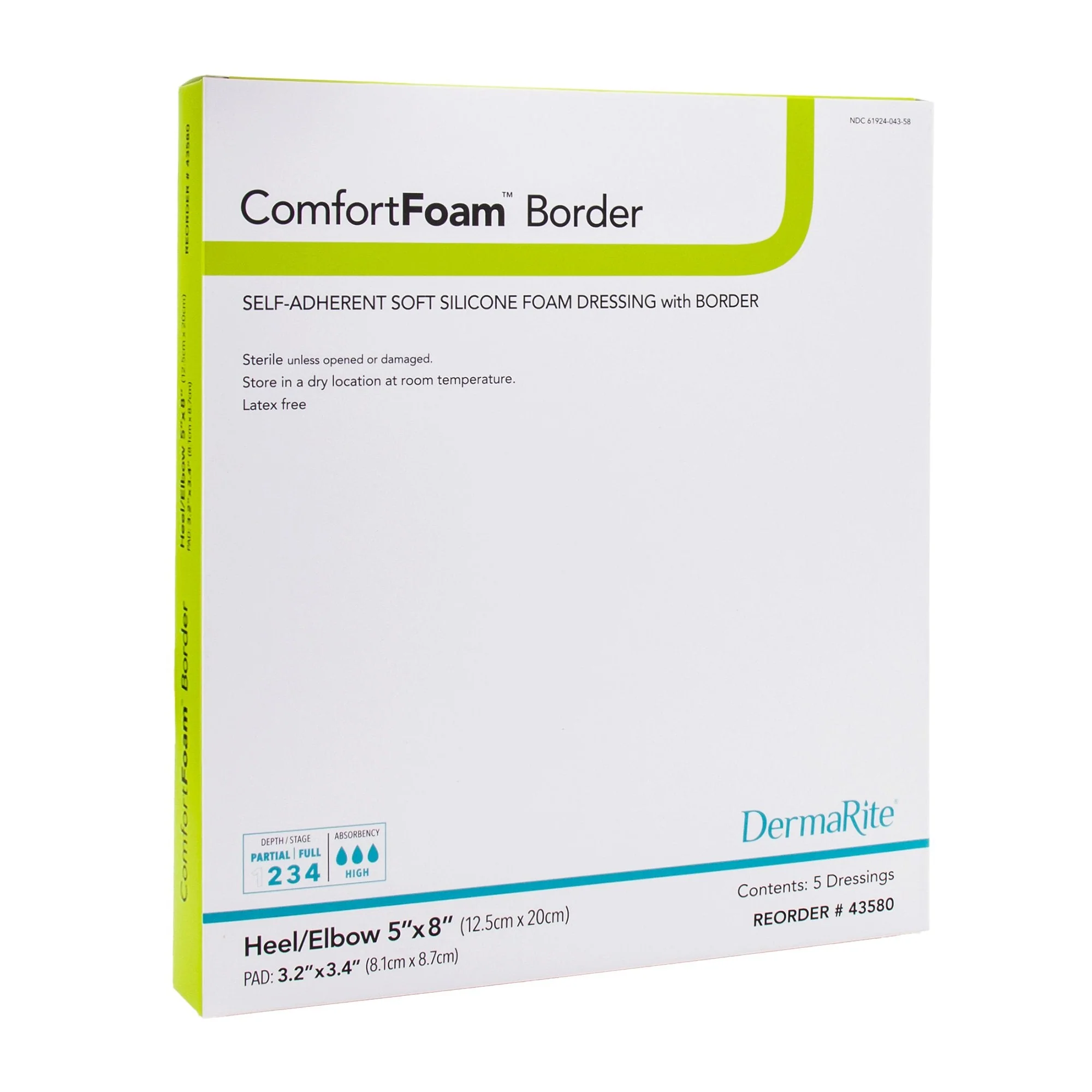Sion Brands LLC ComfortFoam Bordered Foam Wound Dressing w/ Soft Silicone Adhesive, 5 x 8 Inch (5/BX) - Image 2