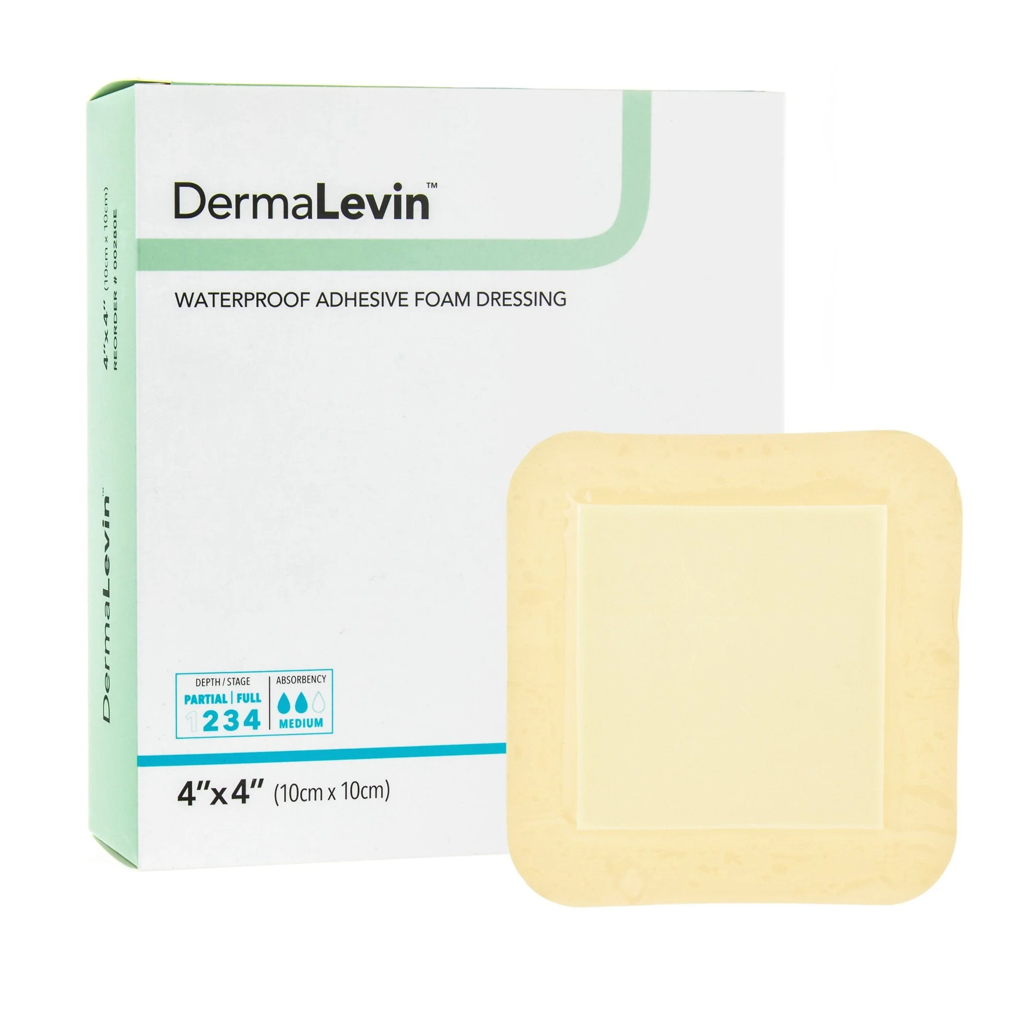 Sion Brands LLC DermaLevin Adhesive with Border Foam Dressing, 4 x 4 Inch (10/BX)