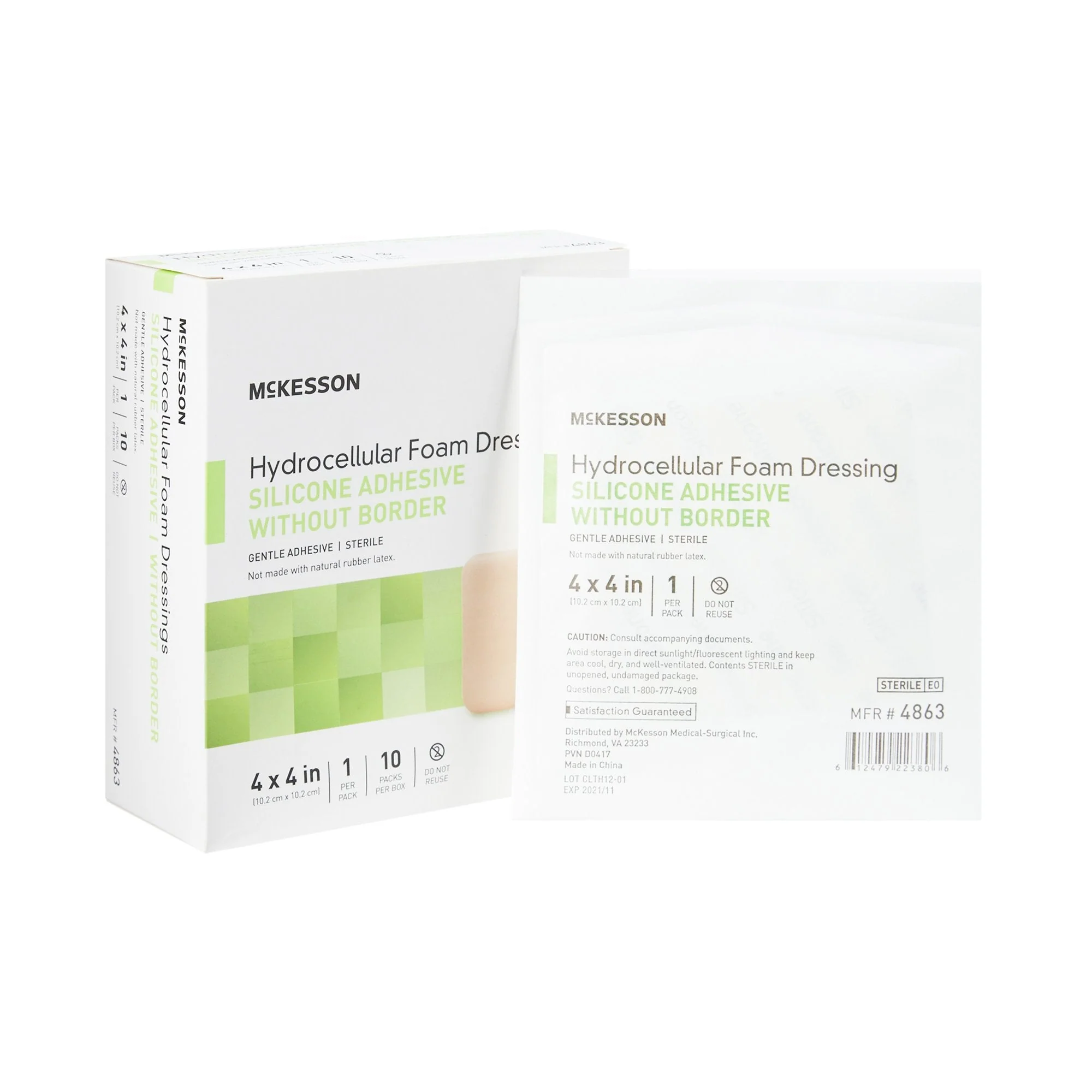 McKesson Brand McKesson Silicone Gel Adhesive without Border Silicone Foam Dressing, 4 x 4 Inch (200/CS)