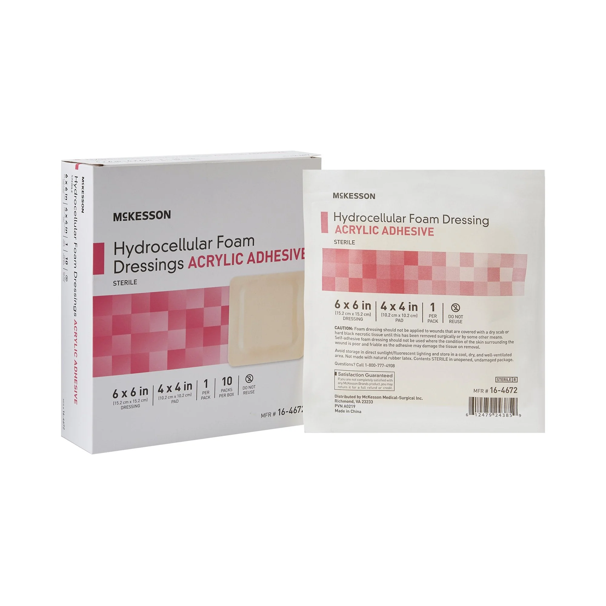 McKesson Brand McKesson Acrylic Adhesive with Border Foam Dressing, 6 x 6 Inch (100/CS)