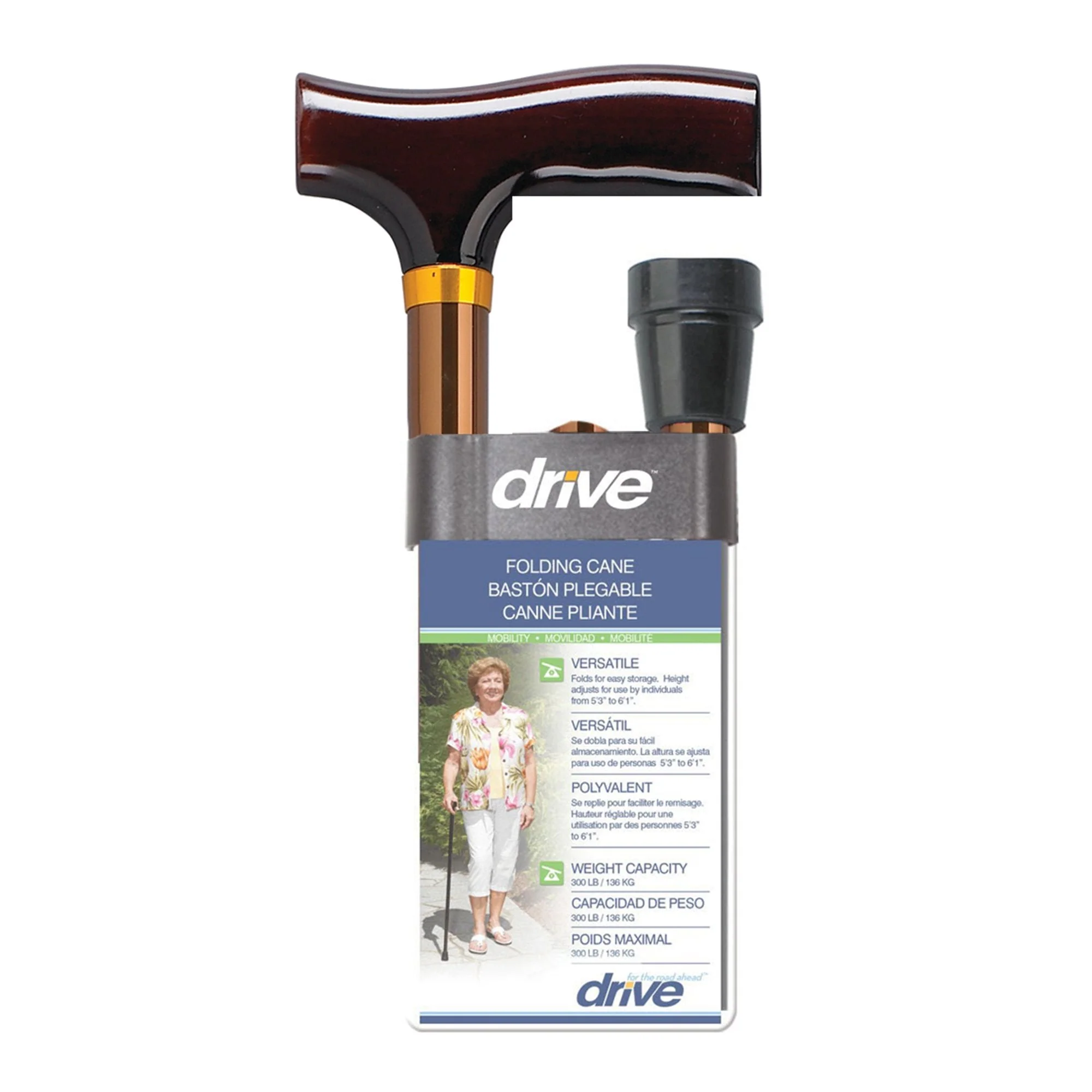 Drive DeVilbiss Healthcare drive Aluminum Folding Cane, 33 – 37 Inch Height (12/CS)