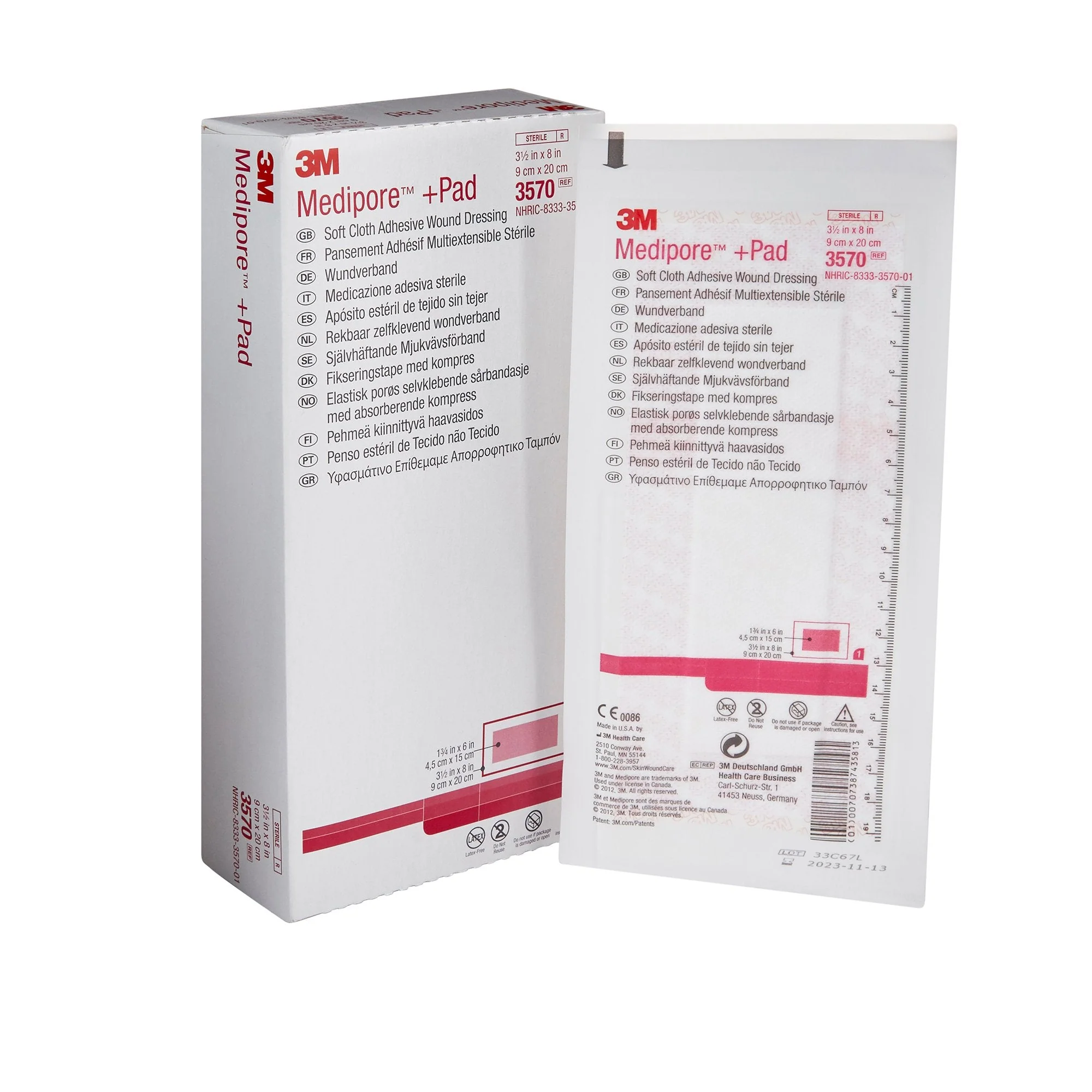 Solventum Corporation 3M Medipore + Pad Soft Cloth Adhesive Dressing, 3.5 x 8 Inch (100/CS)