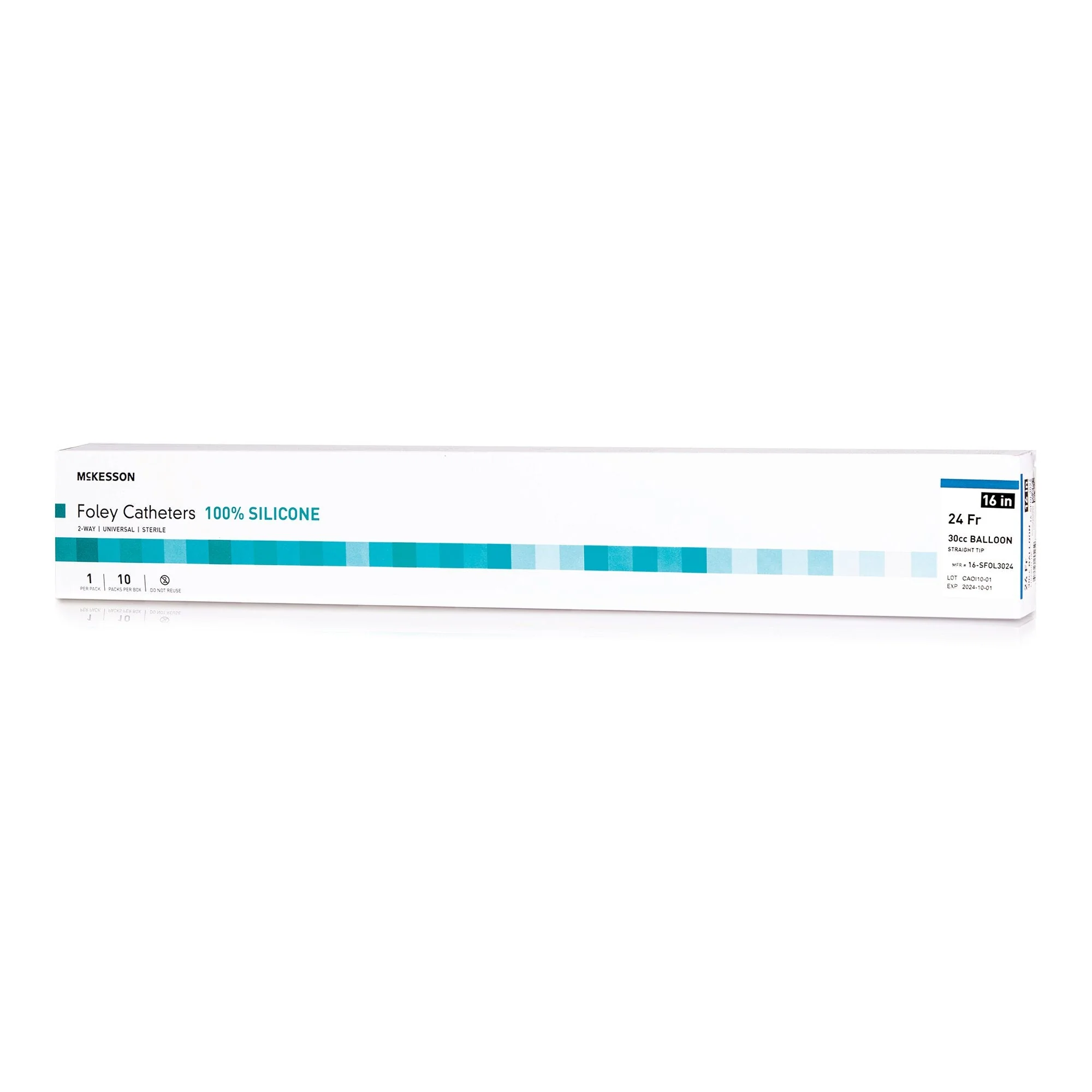 Foley Catheter McKesson 2-Way Standard Tip 30 cc Balloon 24 Fr. Silicone
