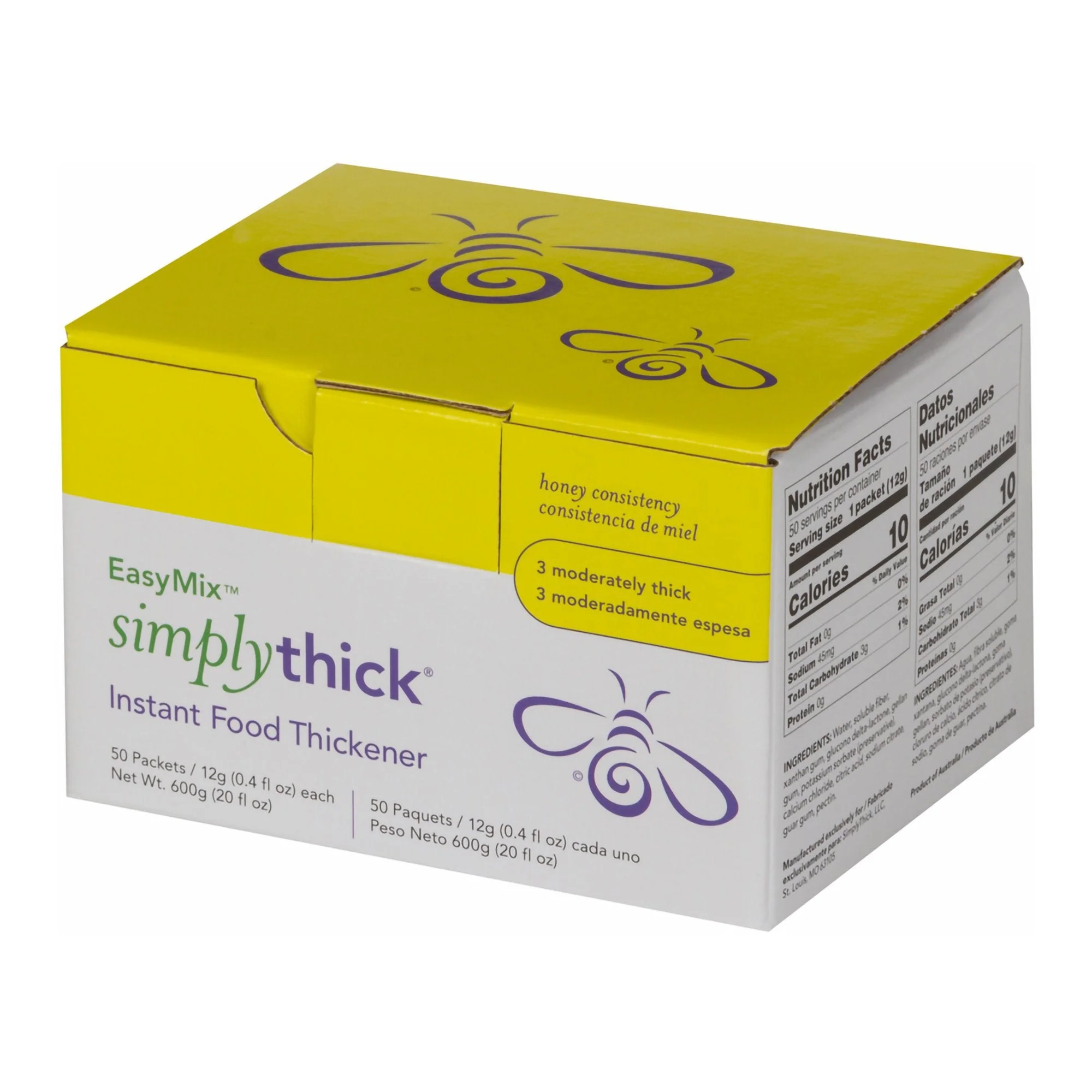 Simply Thick Food and Beverage Thickener SimplyThick Easy Mix 12 Gram Individual Packet Unflavored Powder IDDSI Level 3 Moderately Thick/Liquidized (50/BX)