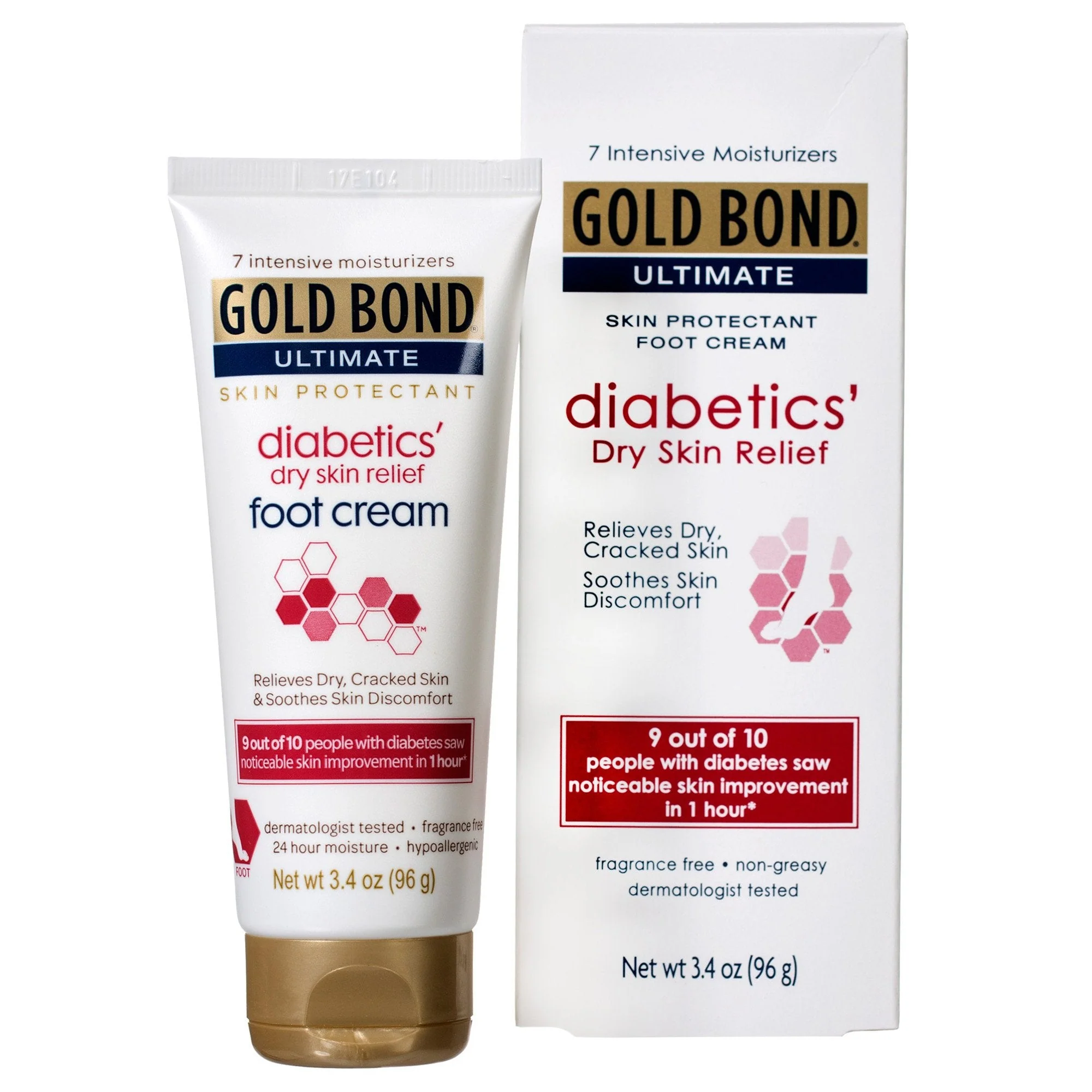 Chattem Foot Moisturizer Gold Bond Medicated Diabetics' 3.4 oz. Tube Unscented Cream