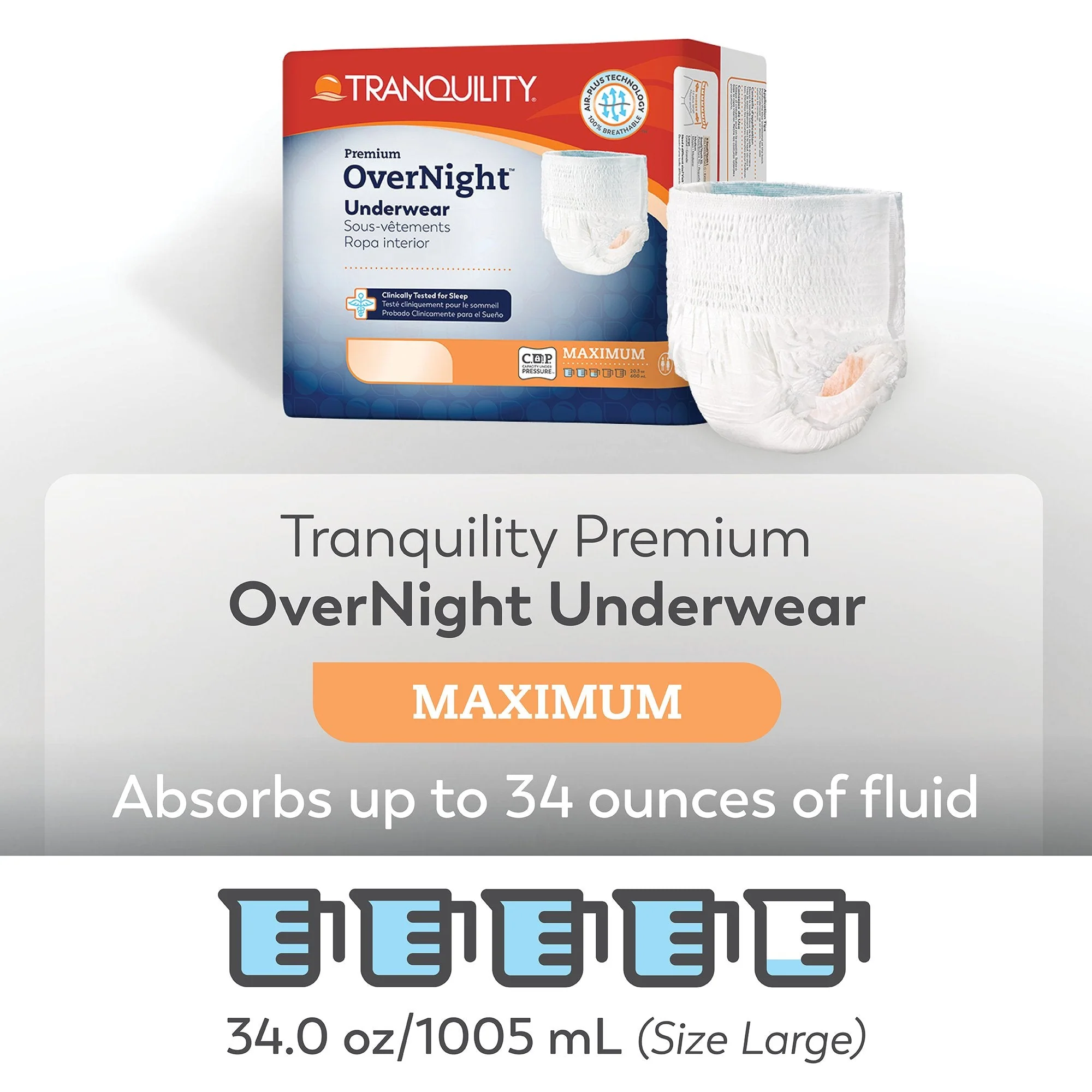 Principle Business Enterprises Tranquility Premium OverNight Disposable Absorbent Underwear, 3XL (40/CS) - Image 2