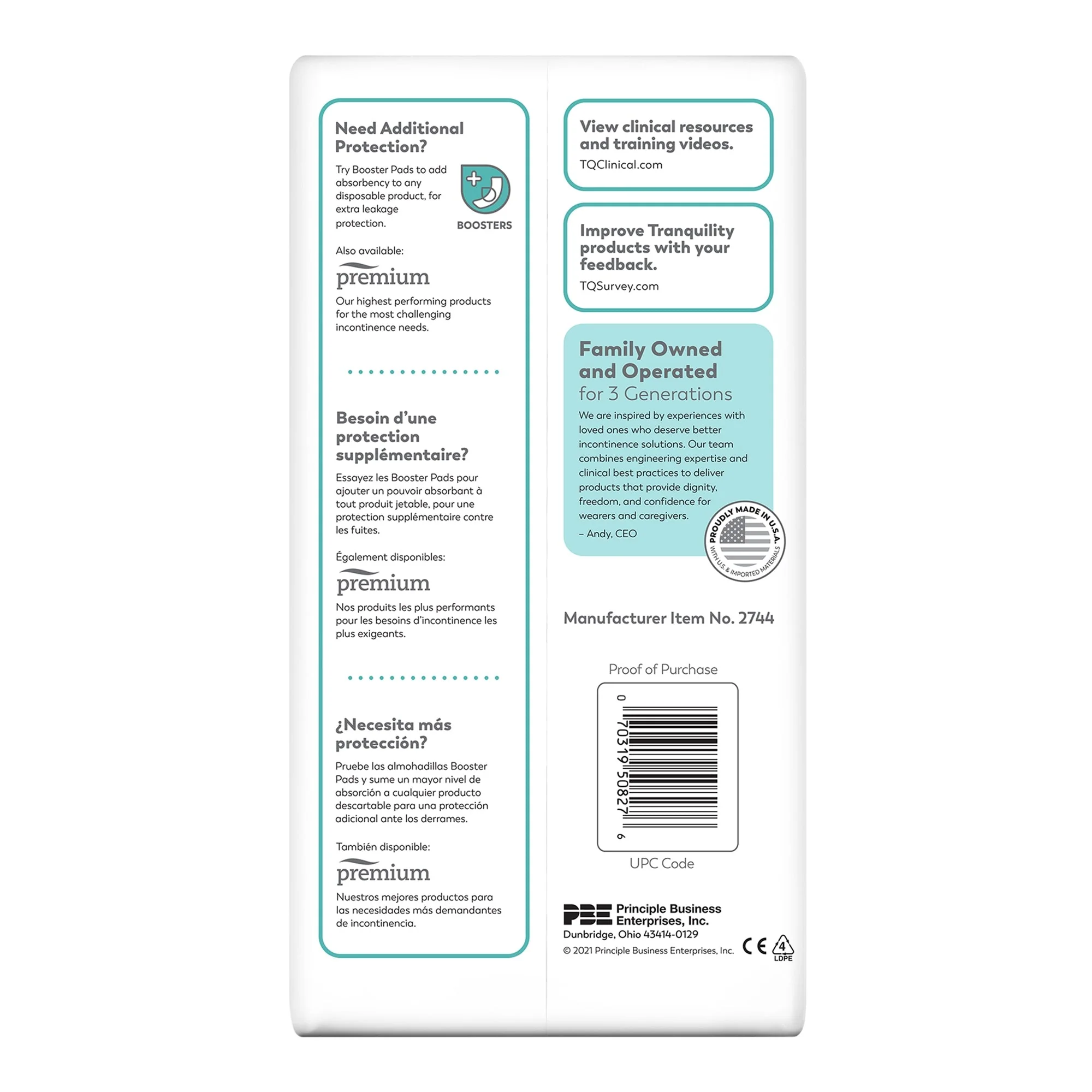 Principle Business Enterprises Tranquility Essential Heavy Incontinence Brief, Small (100/CS) - Image 3